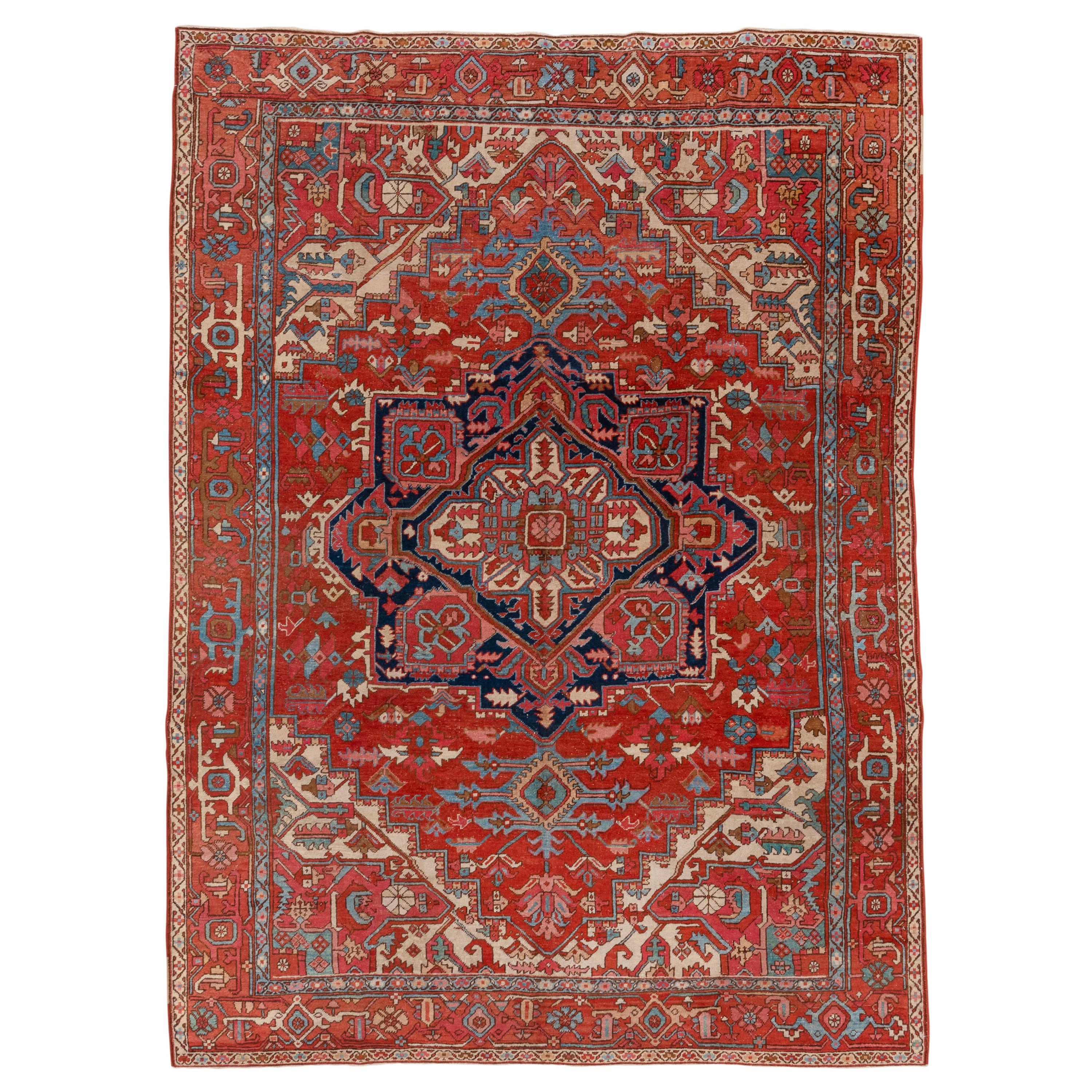 Bright Red Authentic Persian Serapi Carpet For Sale at 1stDibs