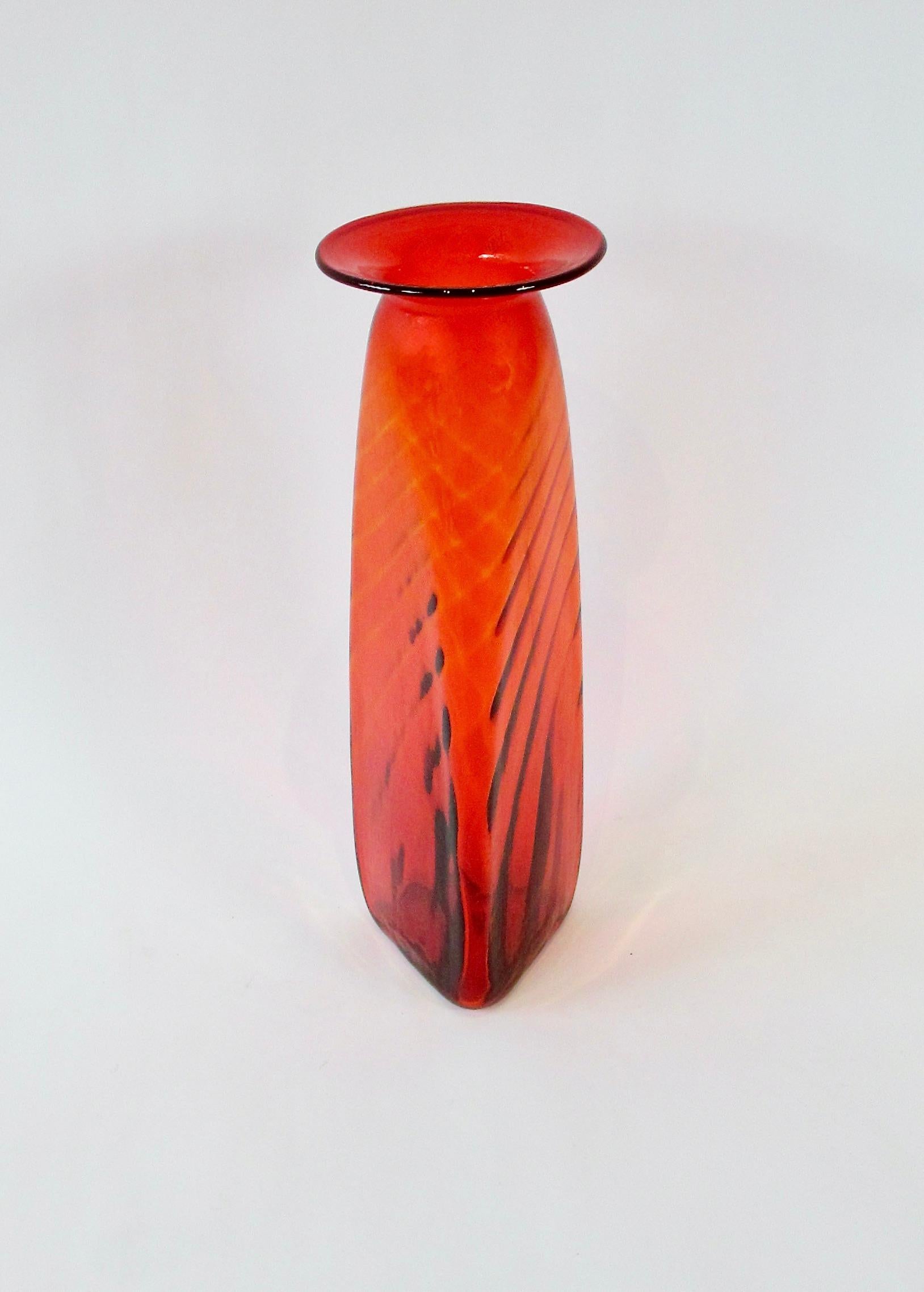 American Bright Red Blenko Glass Floor Vase For Sale