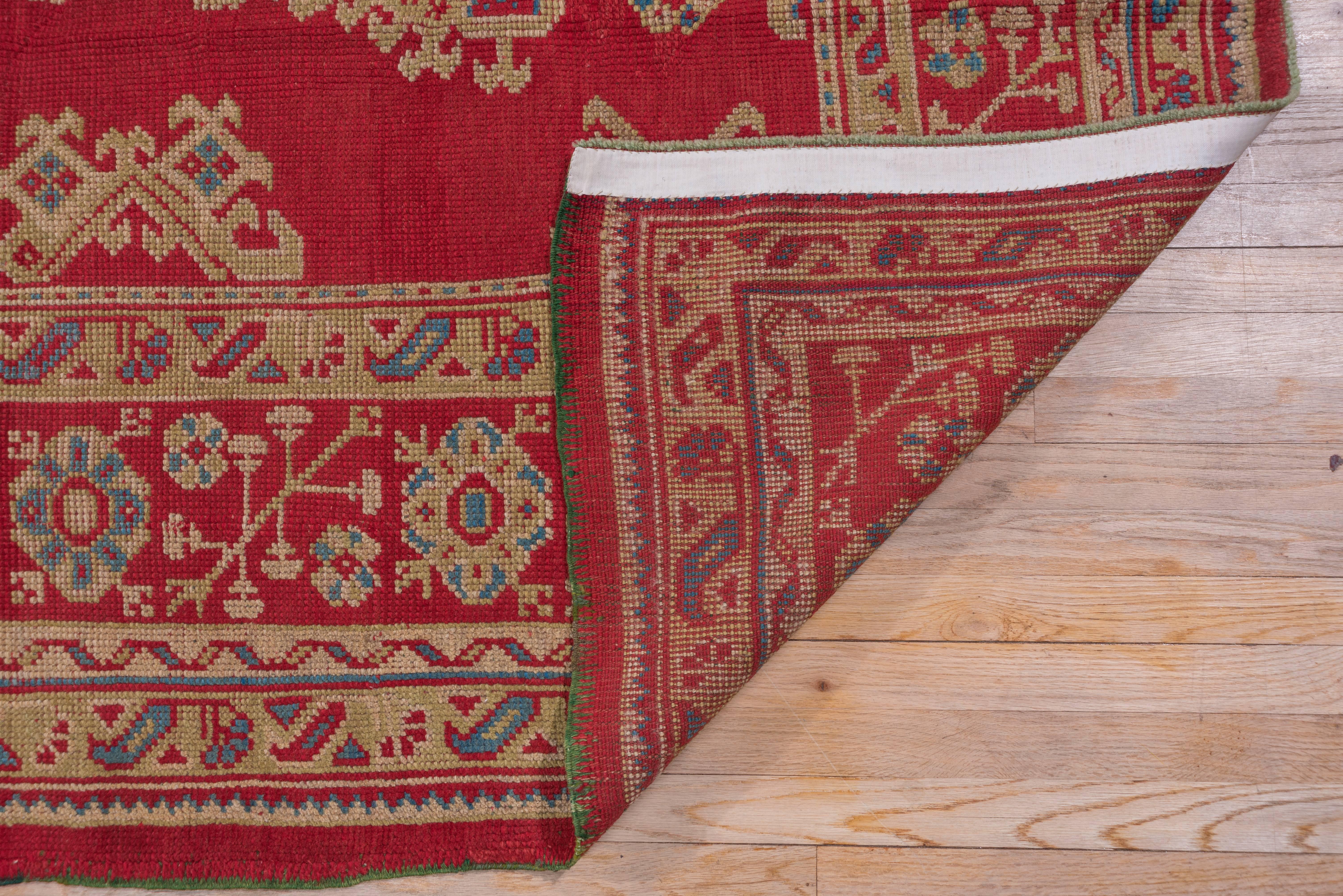 Hand-Knotted Red Classic Antique Oushak Carpet, Circa 1920s For Sale