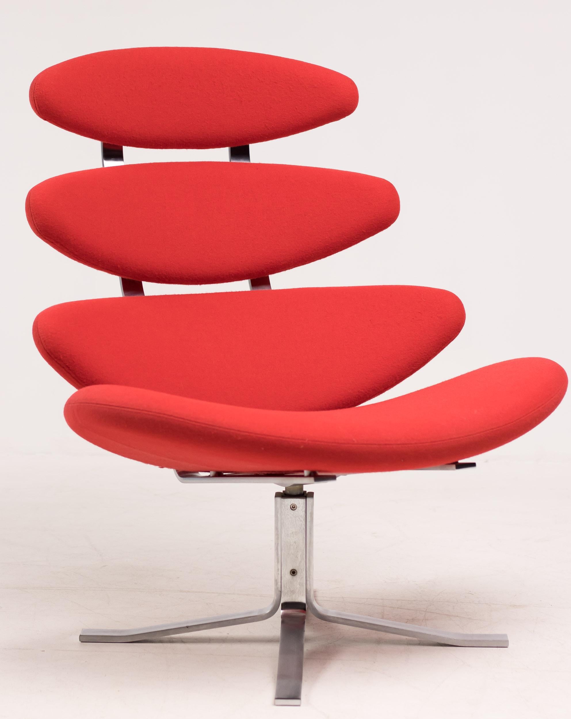 Bright Red EJ5 Corona Chair by Poul Volther 1