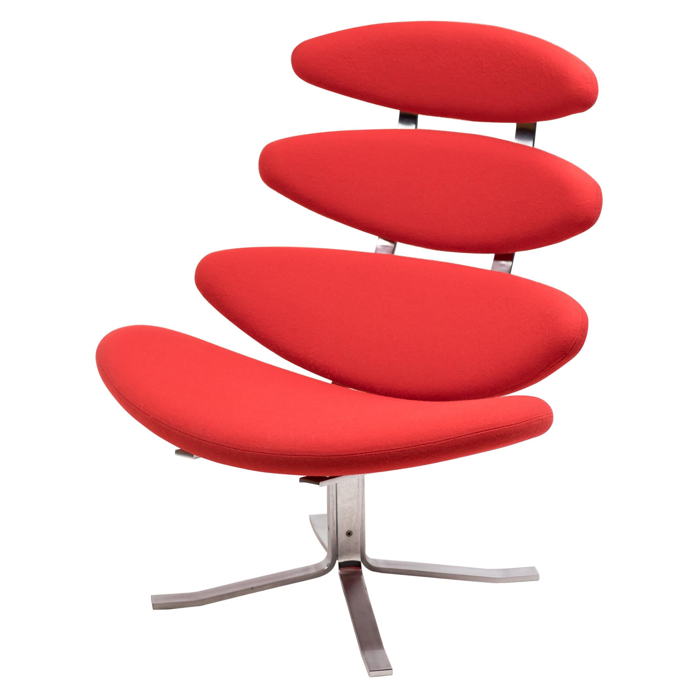 Bright Red EJ5 Corona Chair by Poul Volther