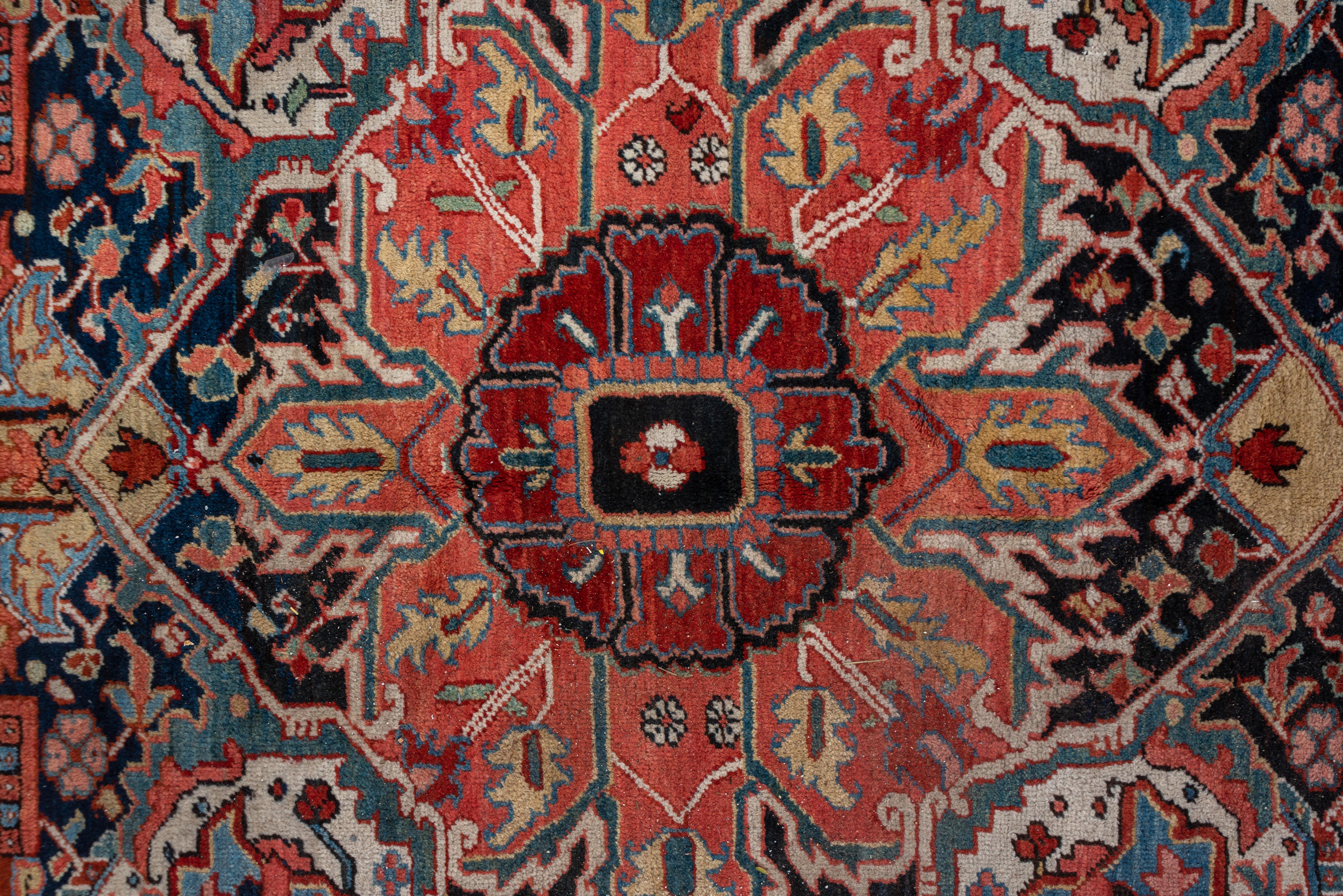 Heriz Serapi Bright Red Field Antique Persian Heriz Carpet For Sale