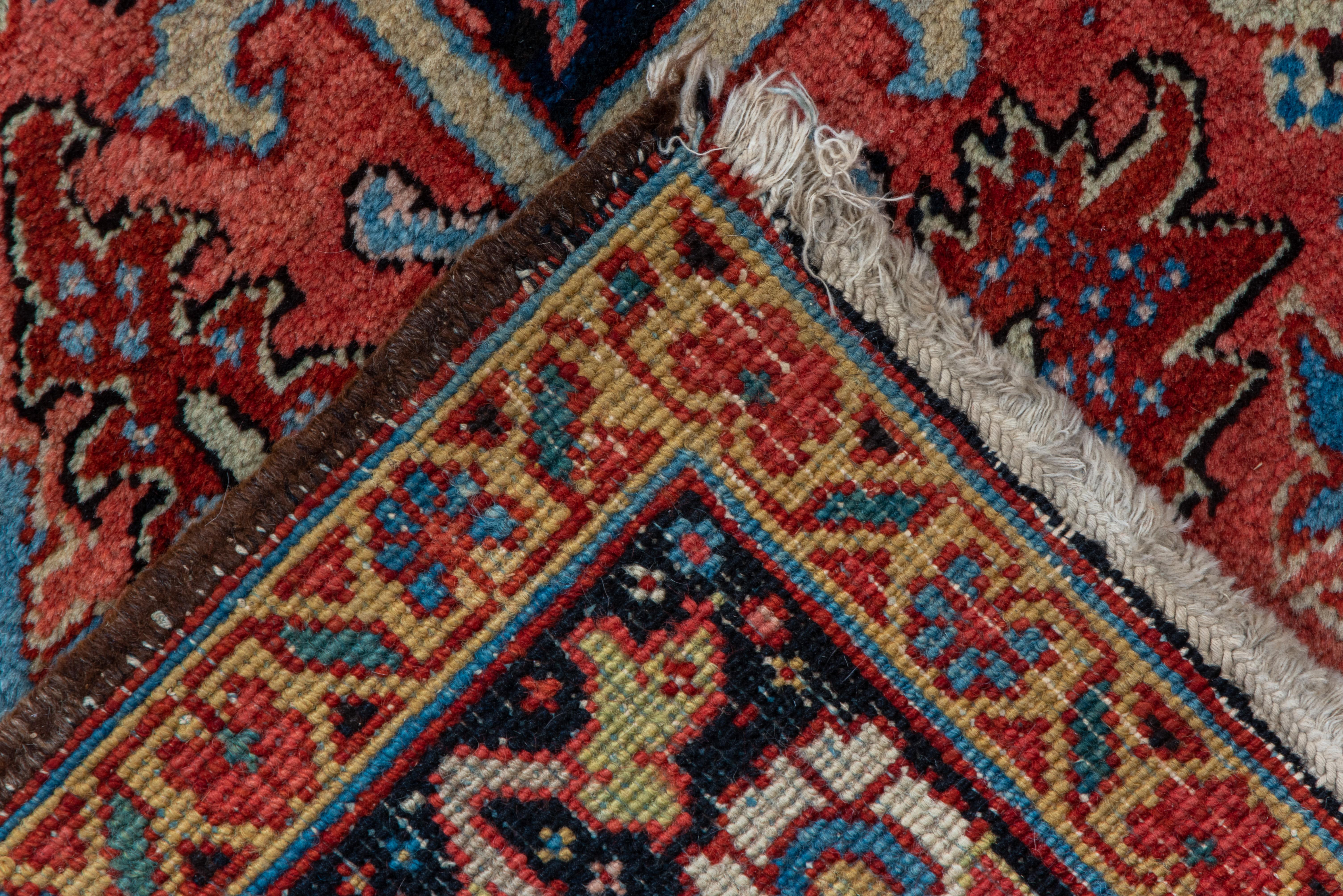 Wool Bright Red Field Antique Persian Heriz Carpet For Sale