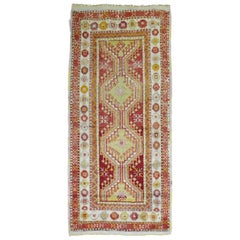 Tapis vintage turc d'Anatolie rouge, vert et vif