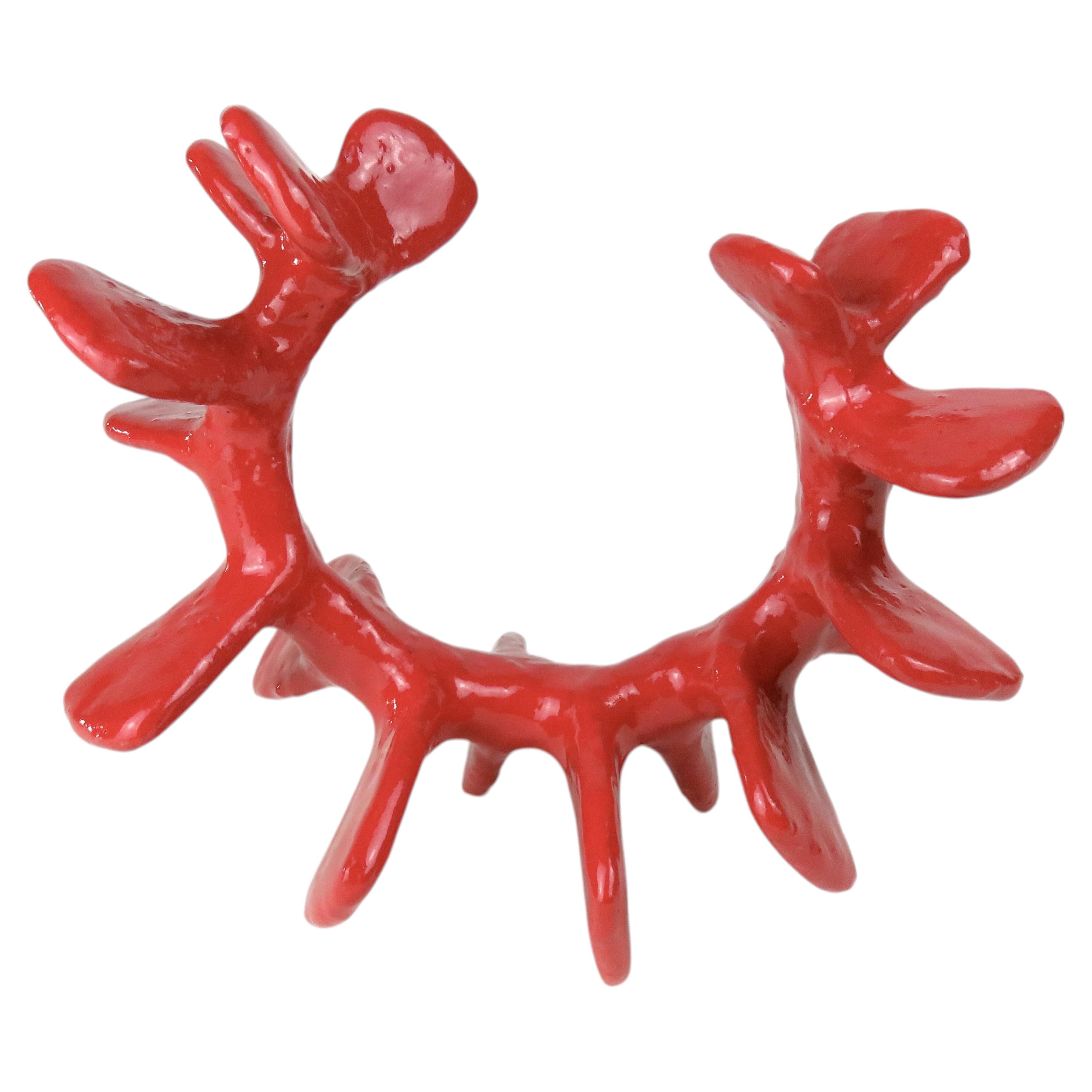 Bright Red Hand Built Ceramic Sculpture by Helena Starcevic