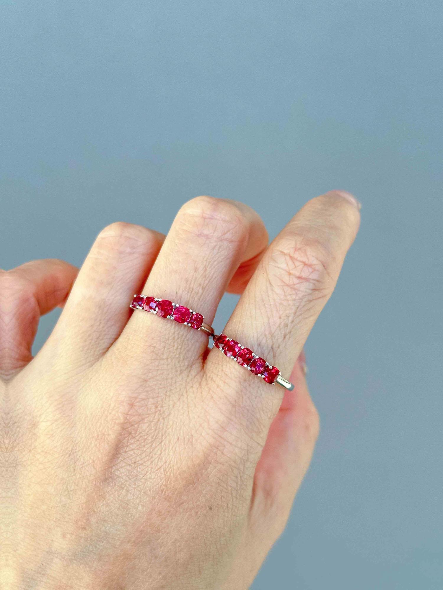 Bright Red Hot Pink Spinel Stacking Band 14K Gold Jedi Rare to Find  For Sale 6