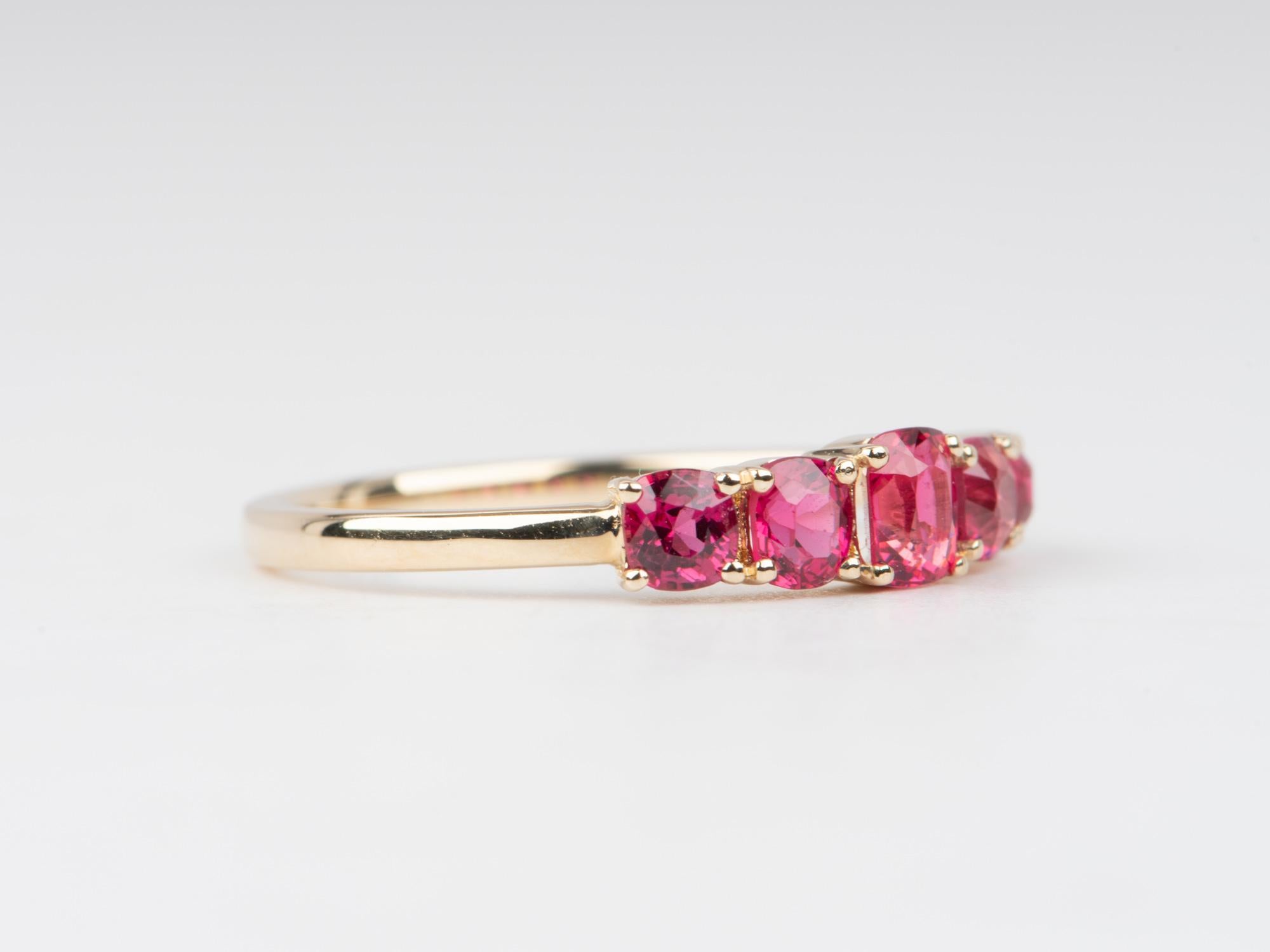 Bright Red Hot Pink Spinel Stacking Band 14K Gold Jedi Rare to Find  For Sale 1