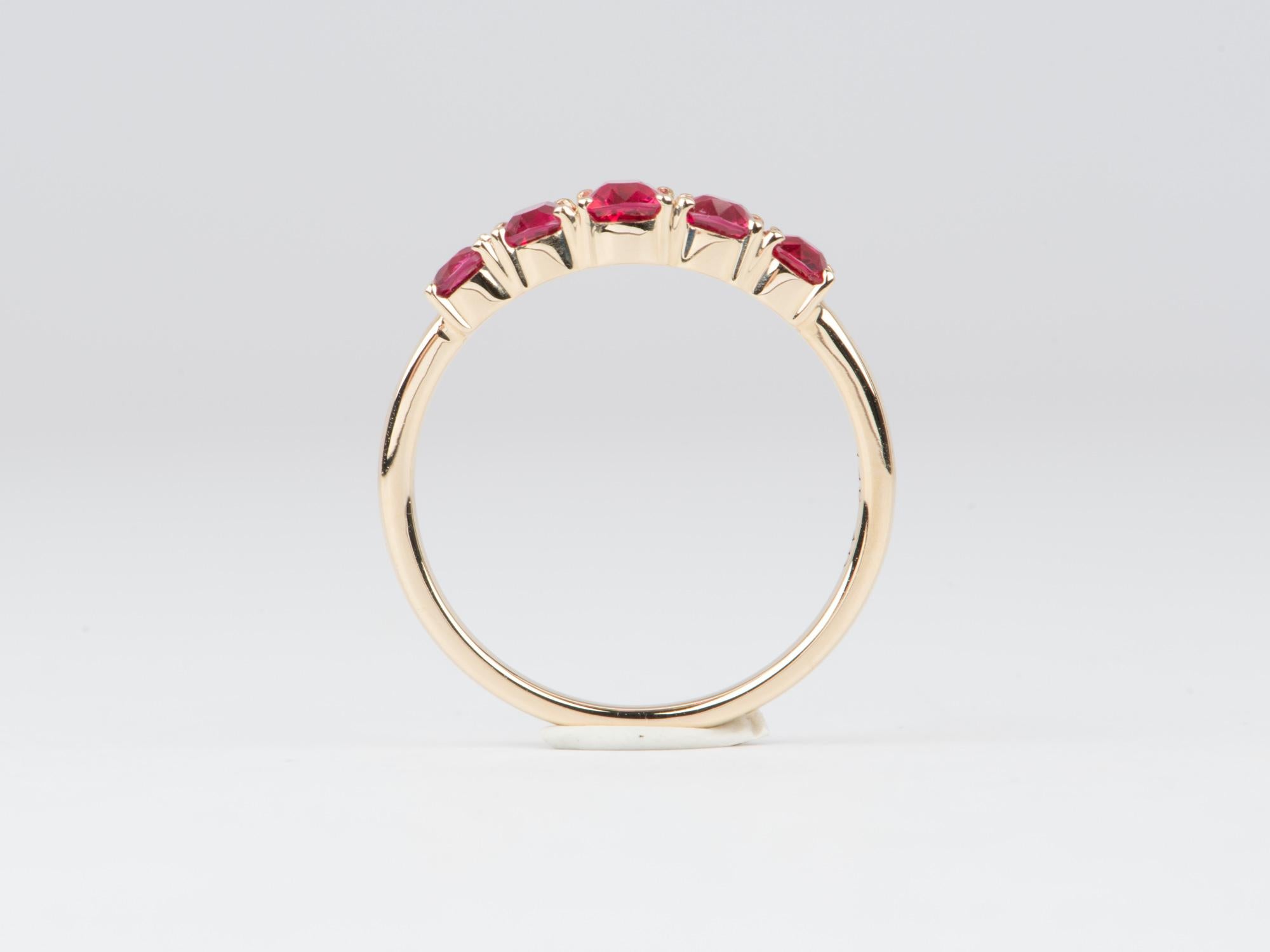 Bright Red Hot Pink Spinel Stacking Band 14K Gold Jedi Rare to Find  For Sale 2