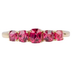 Bright Red Hot Pink Spinel Stacking Band 14K Gold Jedi Rare to Find