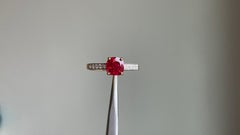 Bright Red Spinel Ring with Natural Diamonds in 18k solid gold