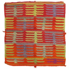 Bright Square Scatter Size Kilim, Mid-20th Century