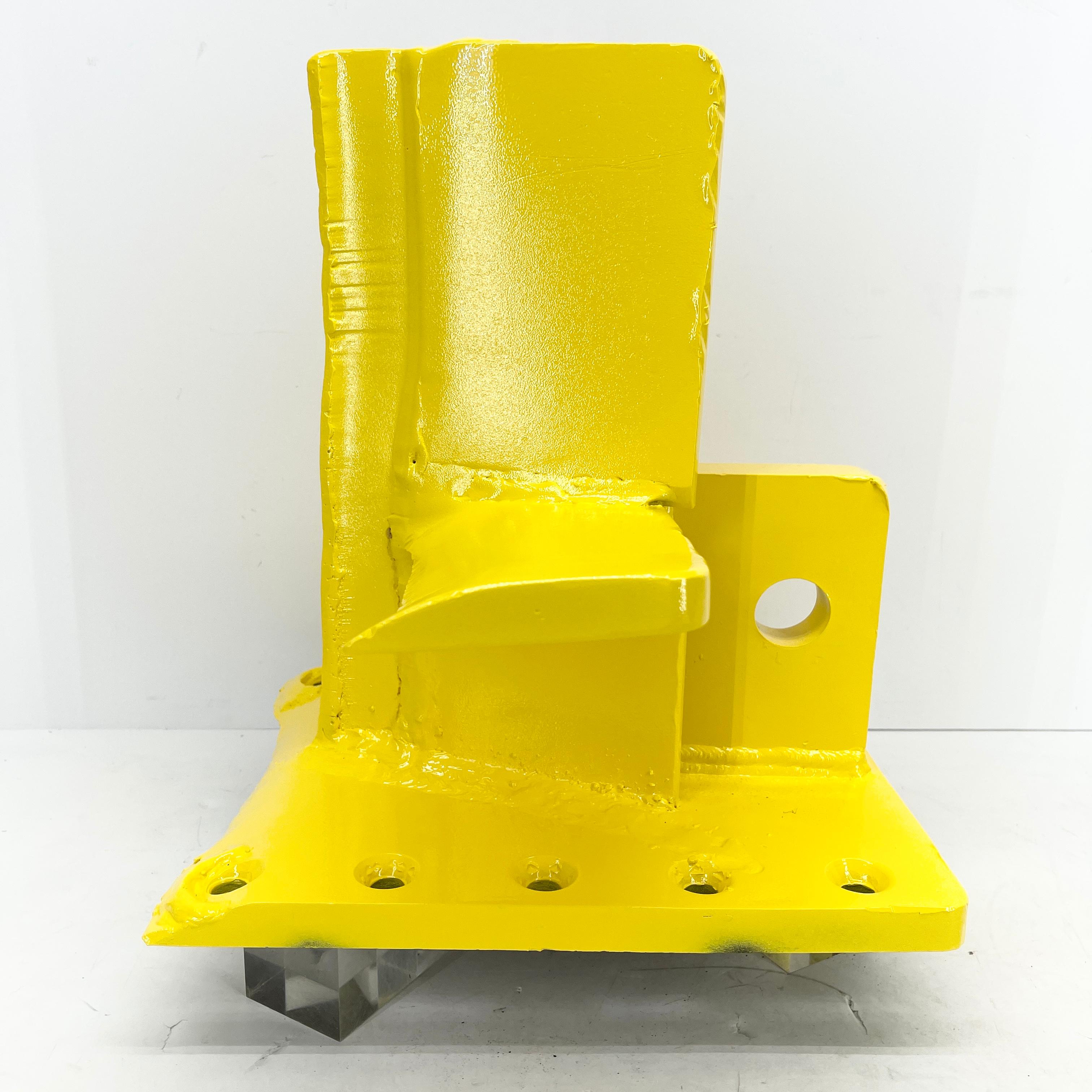Bright Sunshine Yellow Abstract Eagle Head Sculpture From a 3 Way Wood Splitter For Sale 4