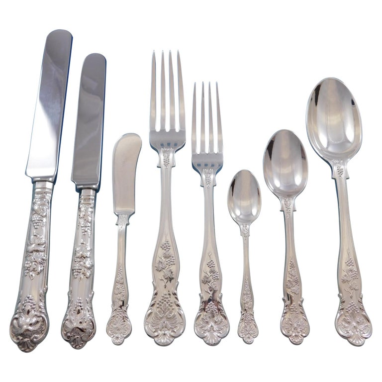 Bright Vine by Barnard Sterling Silver Flatware Set Service 64 Pc England  Grapes For Sale at 1stDibs