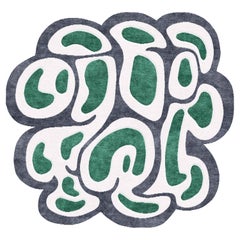 Bright White Green Rug Irregular Abstract Unusual Shape, Tratto a Pois
