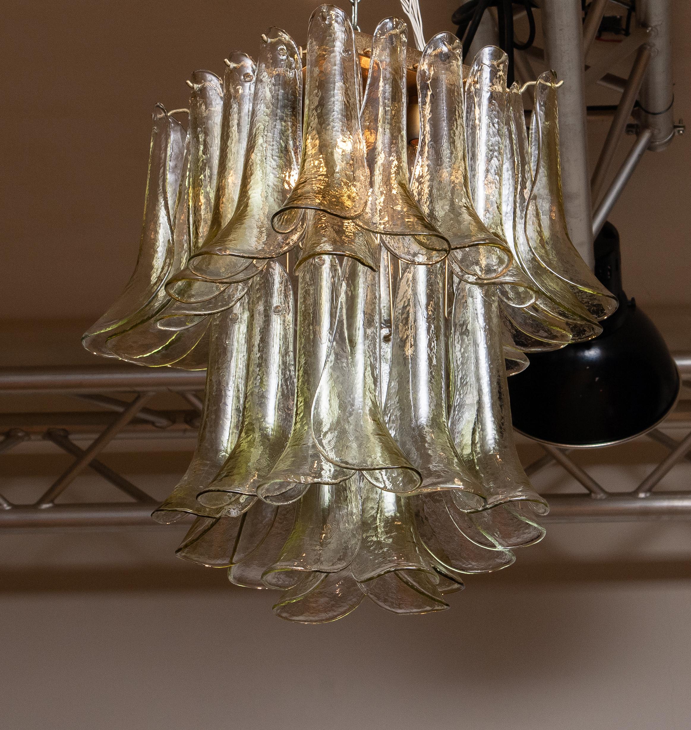 Late 20th Century Clear And Green Accents Italian Art Glass Flush Mount 'Selle'.  La Murrina 1970