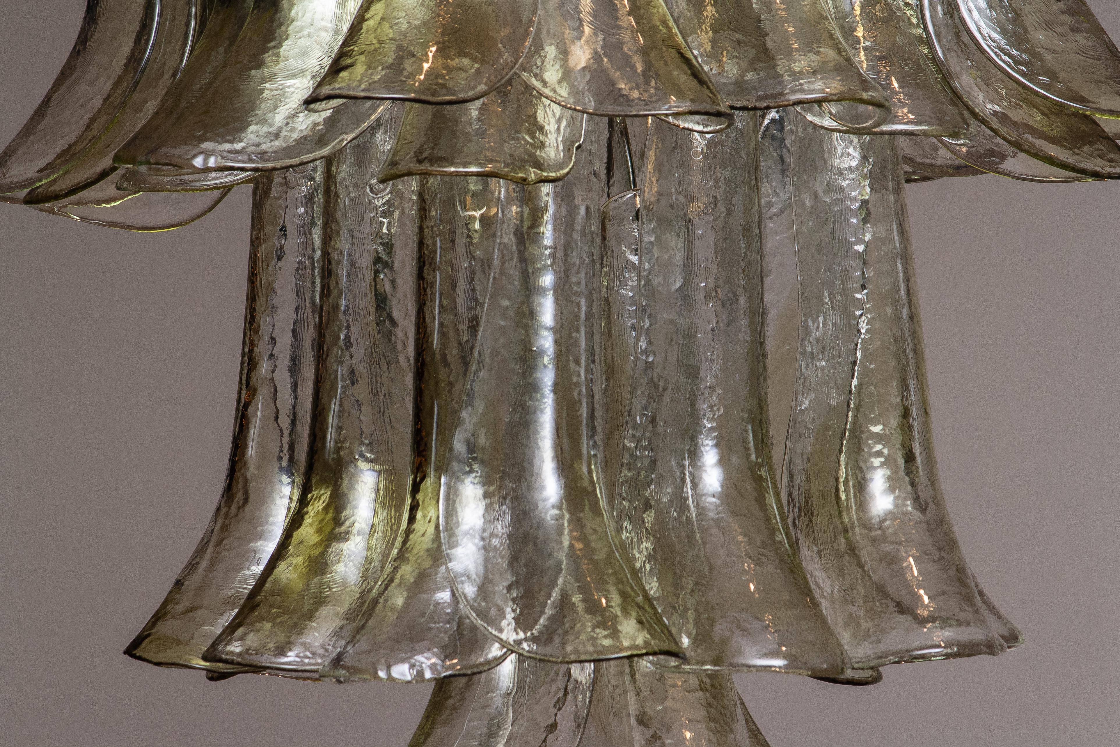 Clear And Green Accents Italian Art Glass Flush Mount 'Selle'.  La Murrina 1970 1