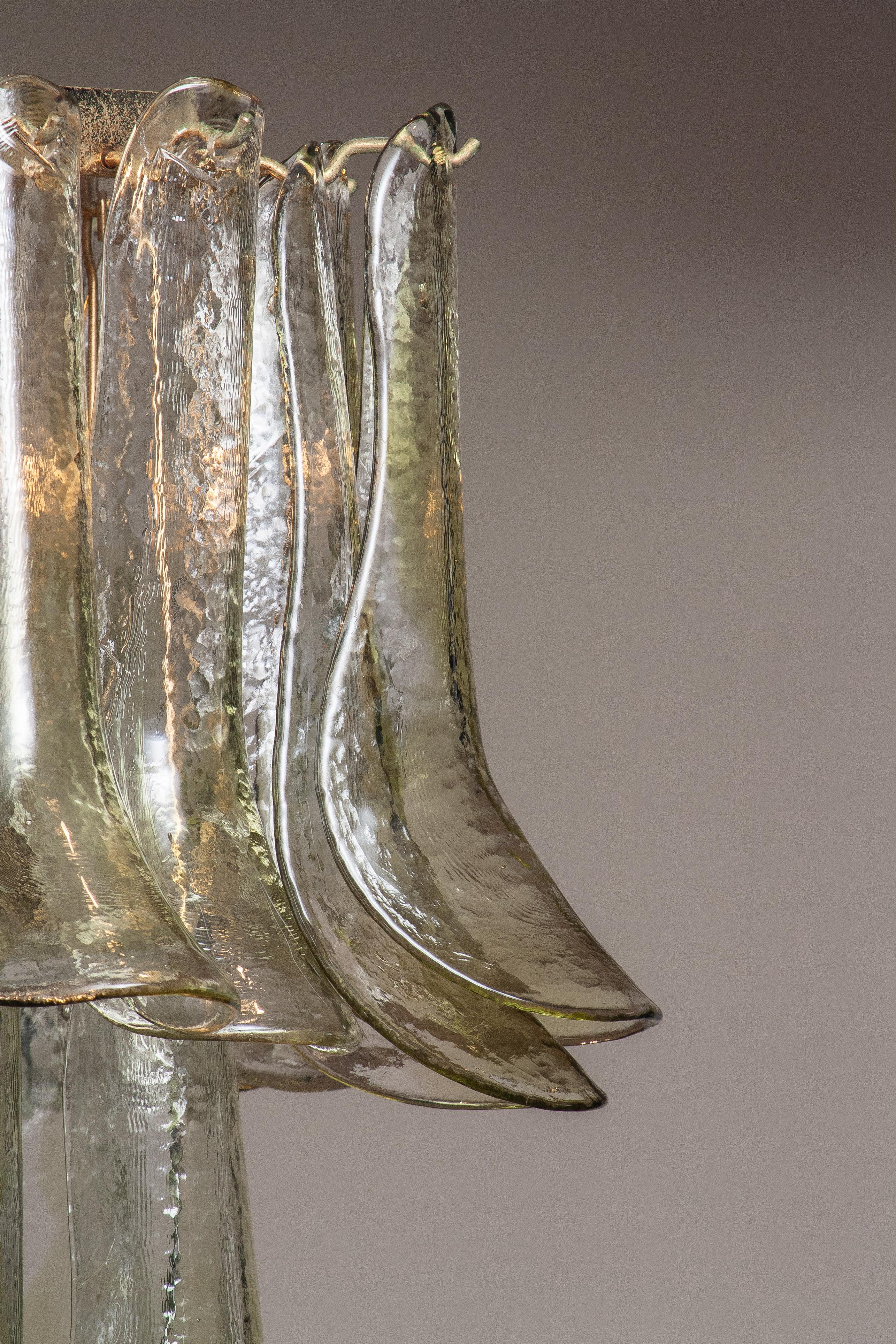 Clear And Green Accents Italian Art Glass Flush Mount 'Selle'.  La Murrina 1970 2