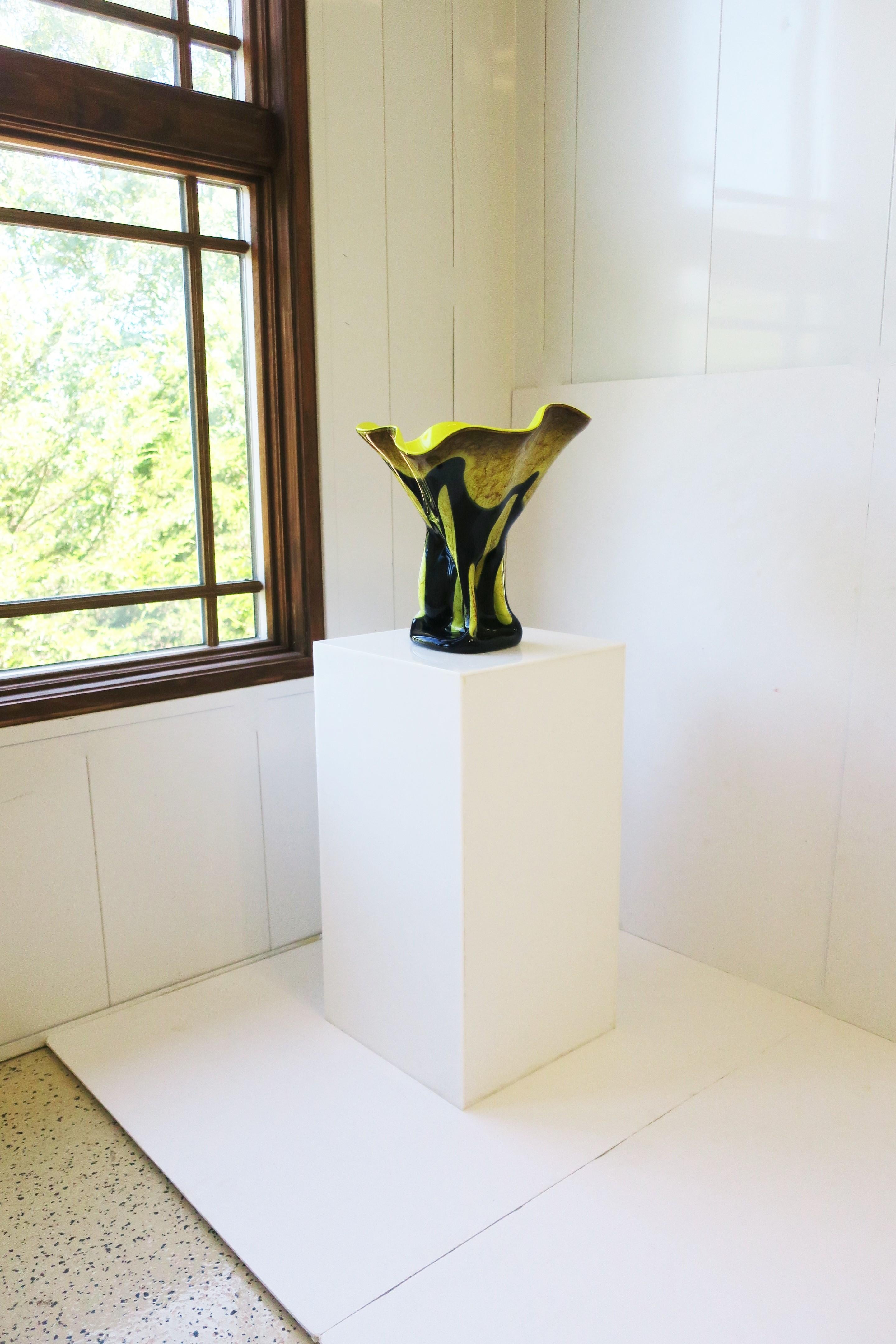 Organic Modern Art Glass Sculpture Vase For Sale 4