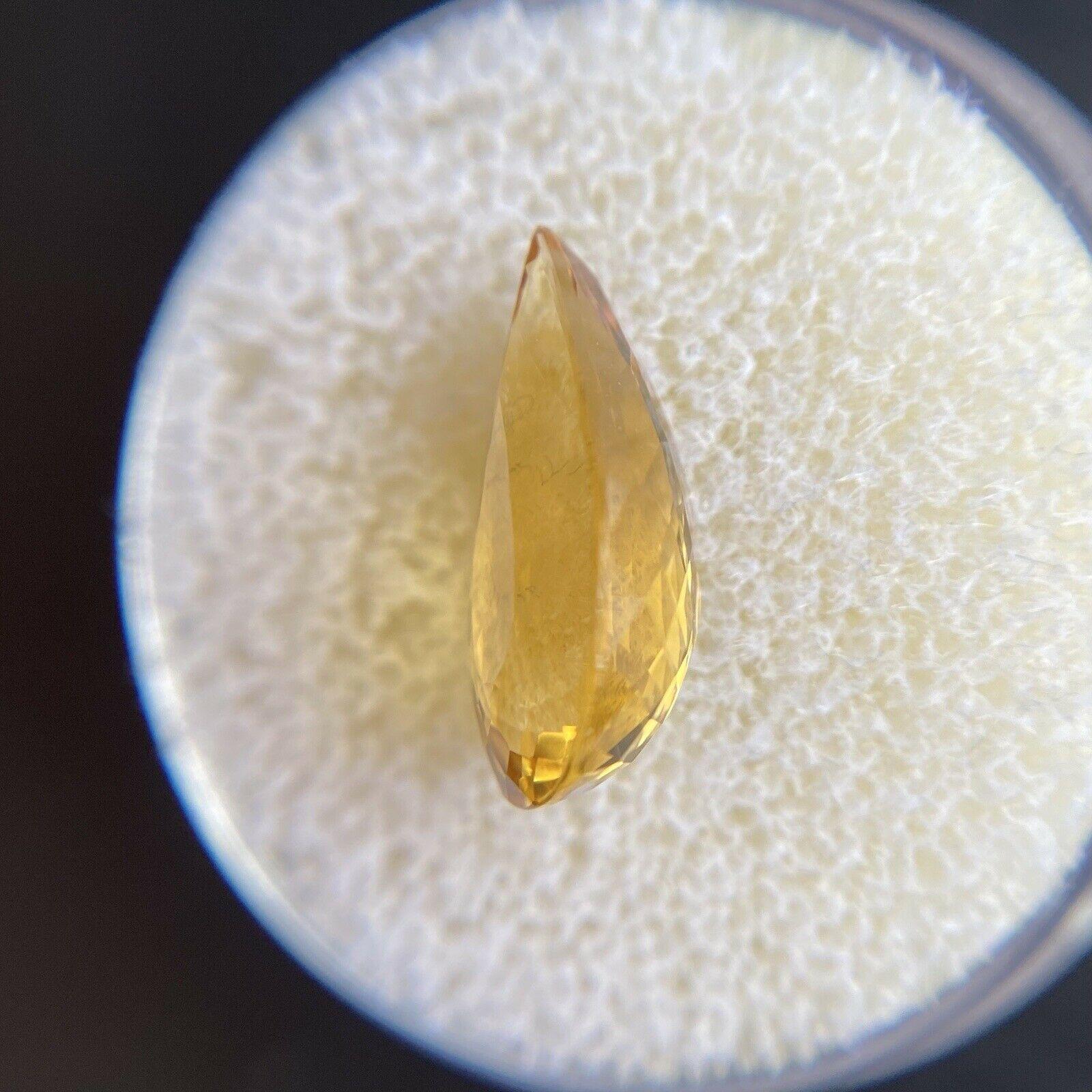 Bright Yellow Golden Heliodor Beryl 3.43ct Pear Cut Loose Gemstone 2