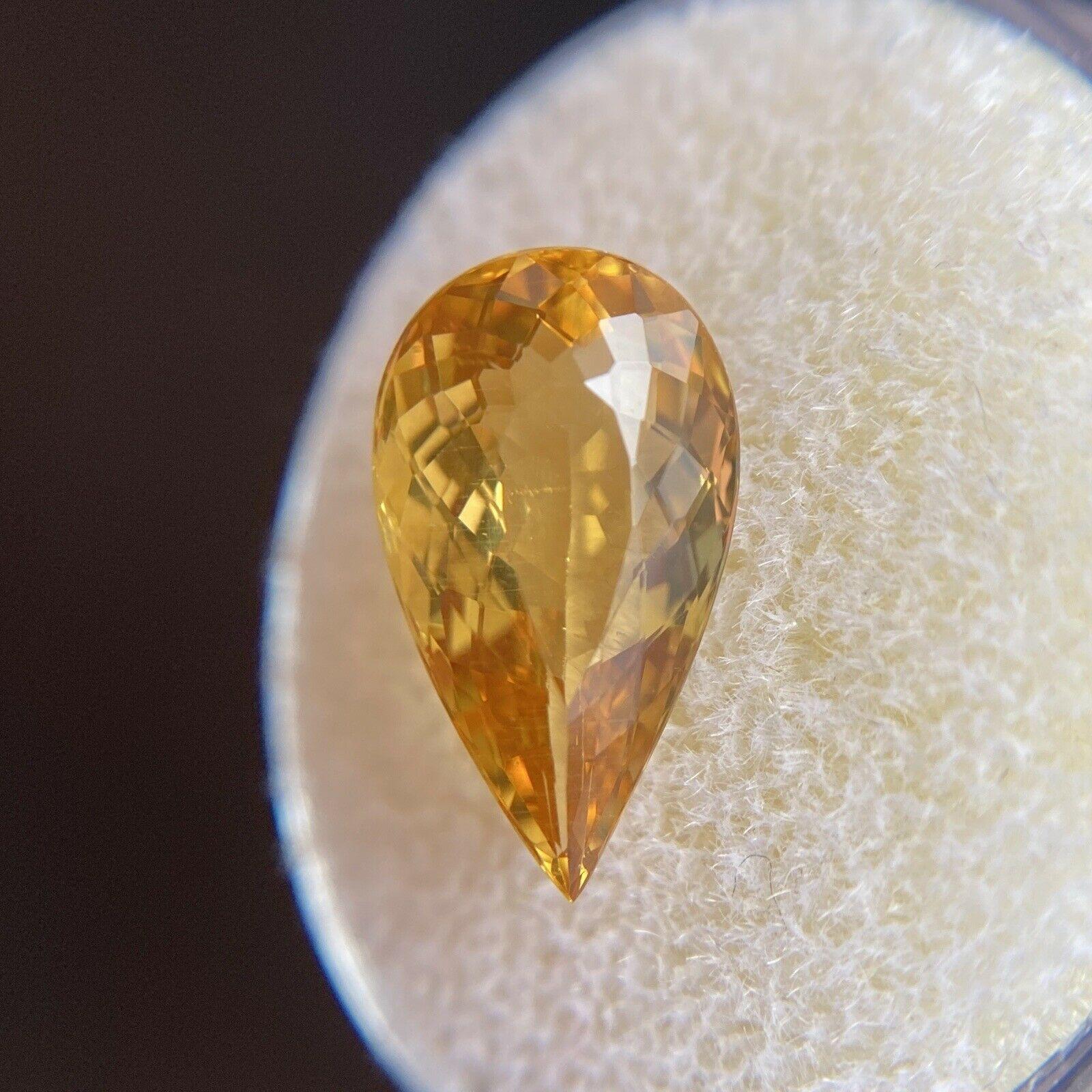 Bright Yellow Golden Heliodor Beryl 3.43ct Pear Cut Loose Gemstone In New Condition In Birmingham, GB
