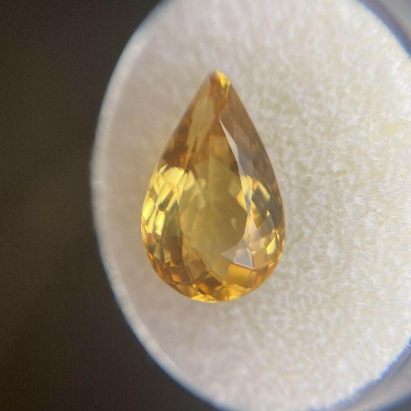 Bright Yellow Golden Heliodor Beryl 3.73ct Pear Cut 13.7 x 8.5mm Loose Gemstone

Natural Golden Yellow Beryl Heliodor Gemstone. 
3.73 Carat stone with a beautiful golden yellow colour and excellent clarity. Very clean gemstone. 
This stone has an