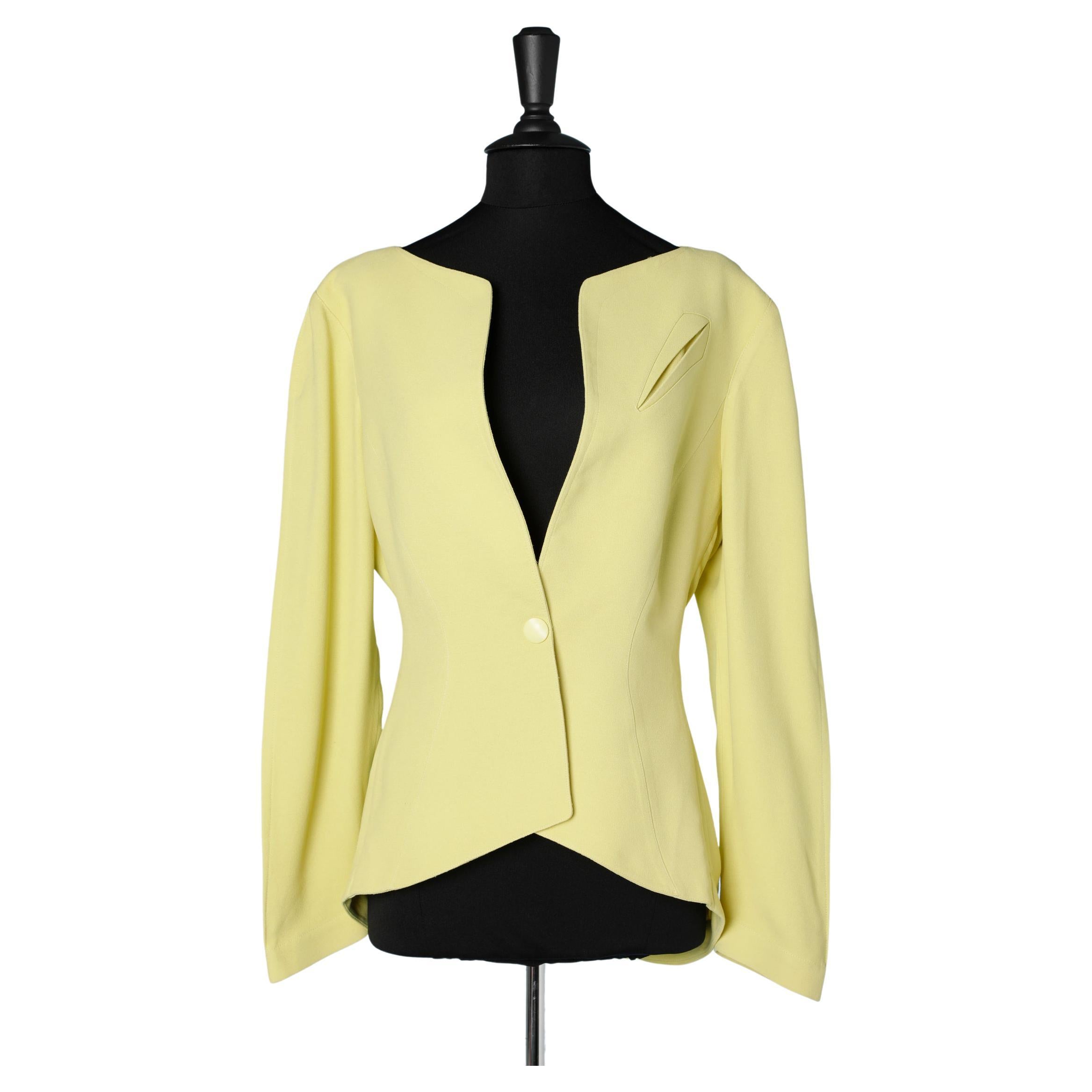 Bright yellow single breasted crêpe jacket Thierry Mugler  For Sale