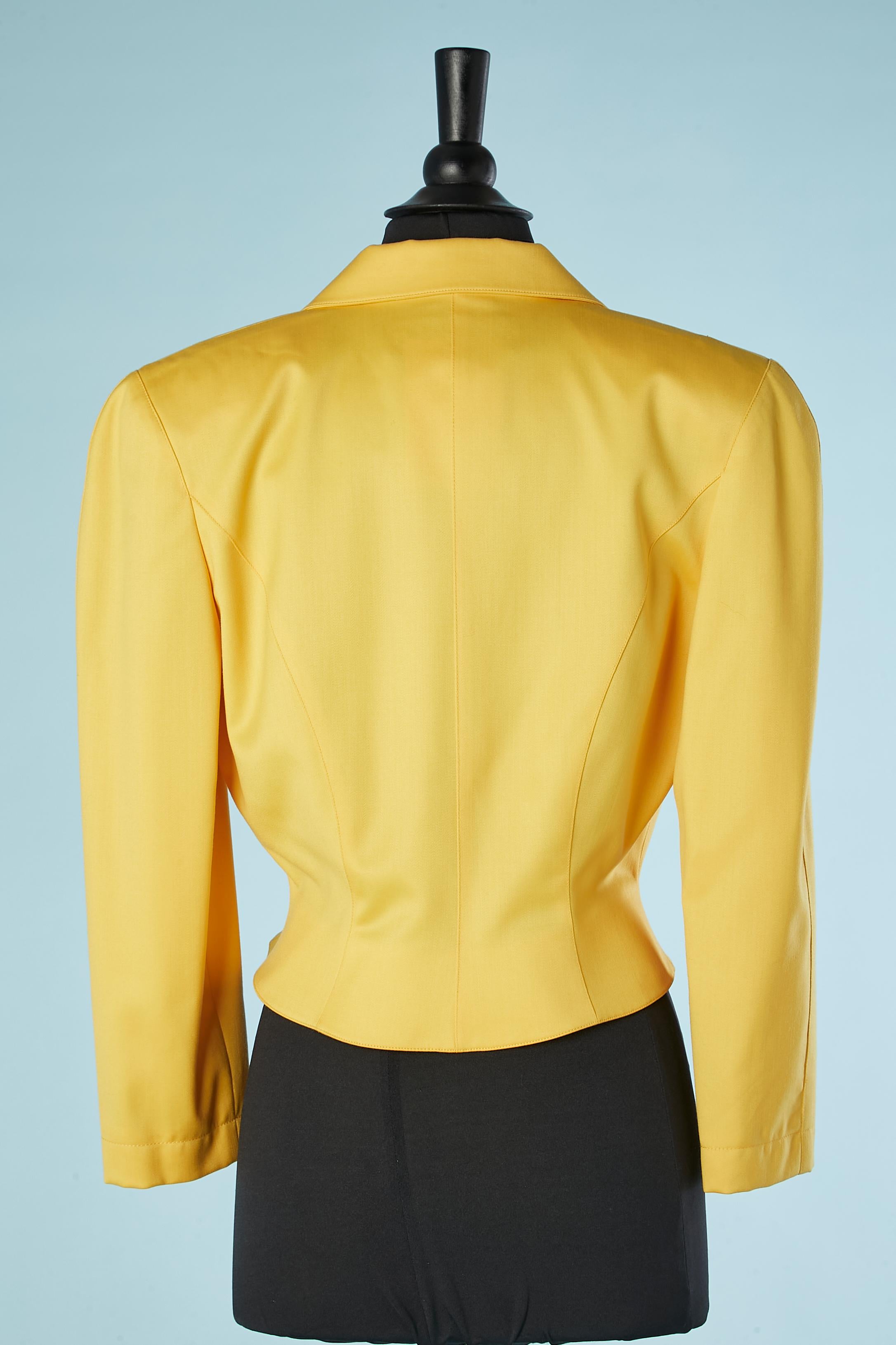 Women's Bright yellow worsted wool double-breasted jacket with snap Thierry Mugler  For Sale