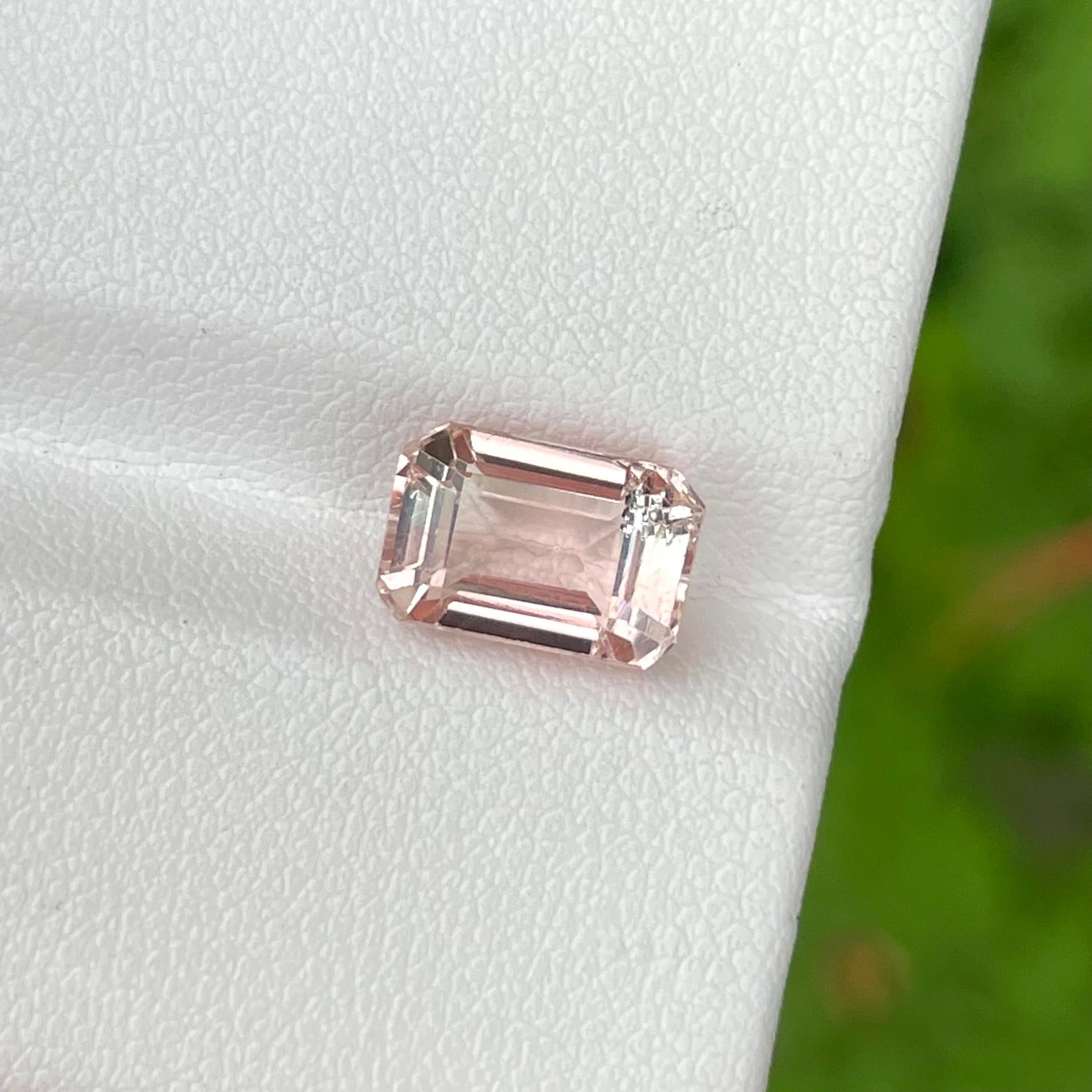 Women's or Men's Brightening Peach color Tourmaline 2.90 carats Emerald Cut Natural Afghani Gem For Sale