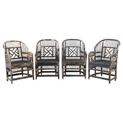 Brighton Bamboo Rattan Chinese Chippendale Lacquered Chairs