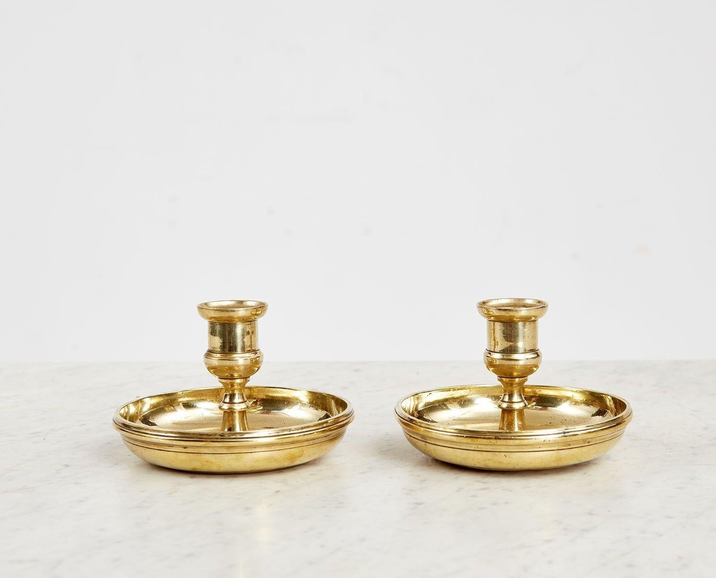 Brass Brighton Bun Campaign Candlesticks For Sale