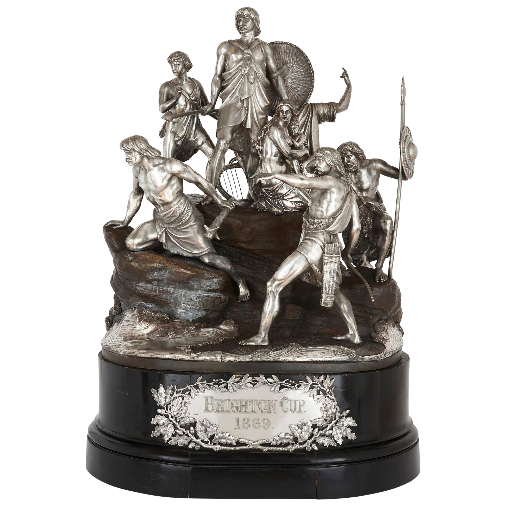 Brighton Cup, Very Large Silver and Bronze Horse Racing Trophy by Monti