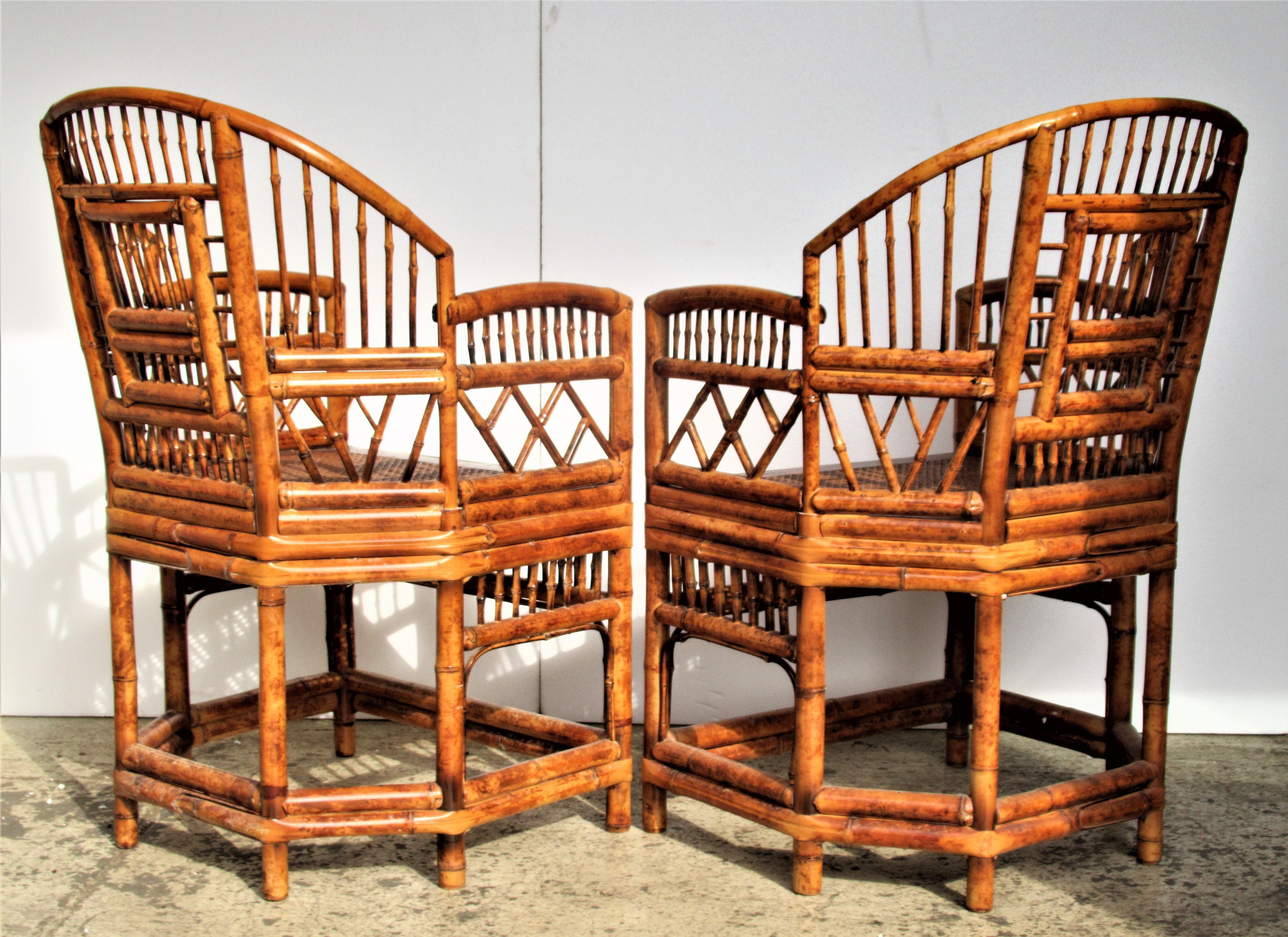 Brighton Pavilion Chinese Chippendale Style  Bamboo Rattan Armchairs 1