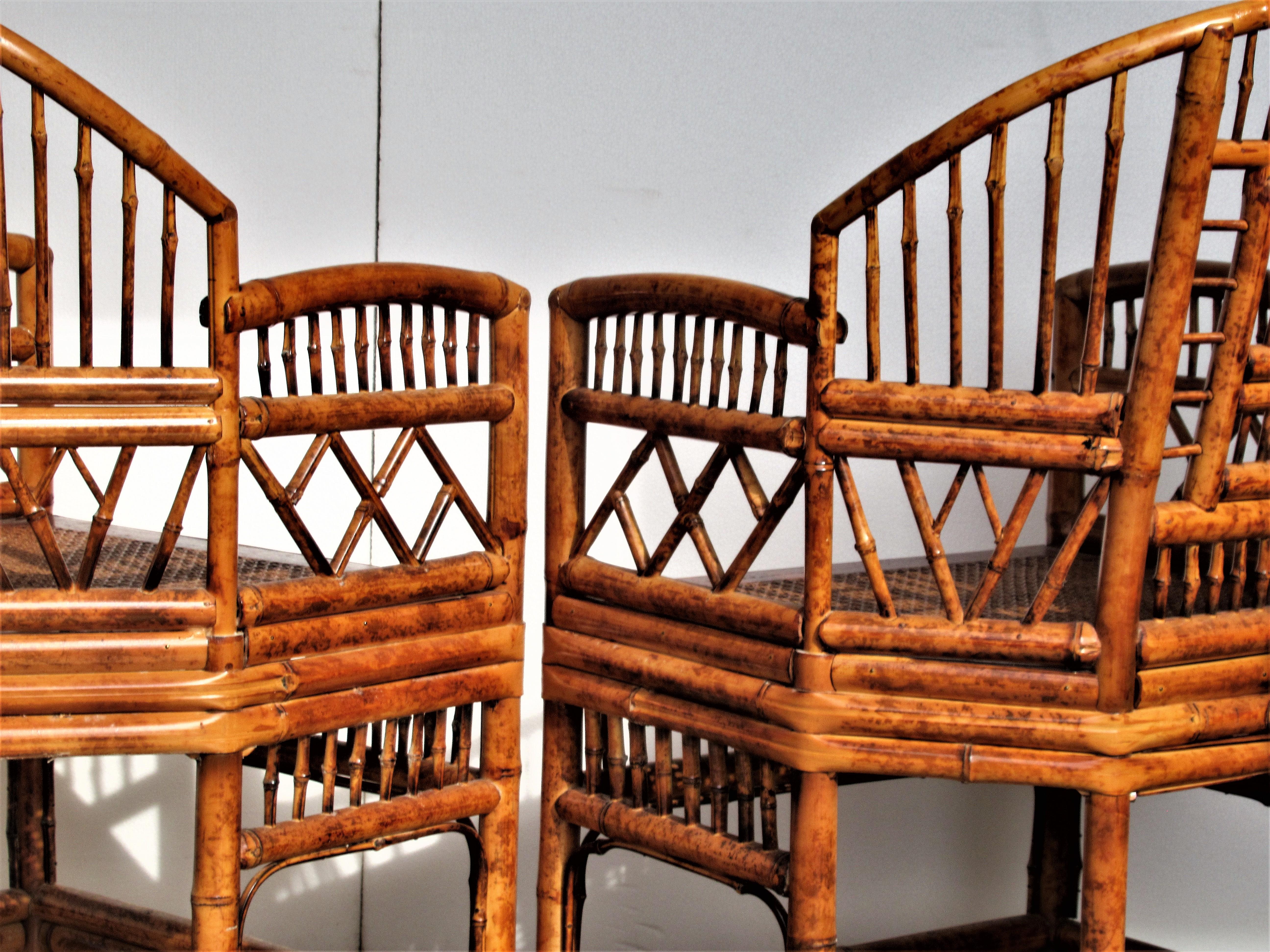 Brighton Pavilion Chinese Chippendale Style  Bamboo Rattan Armchairs 2