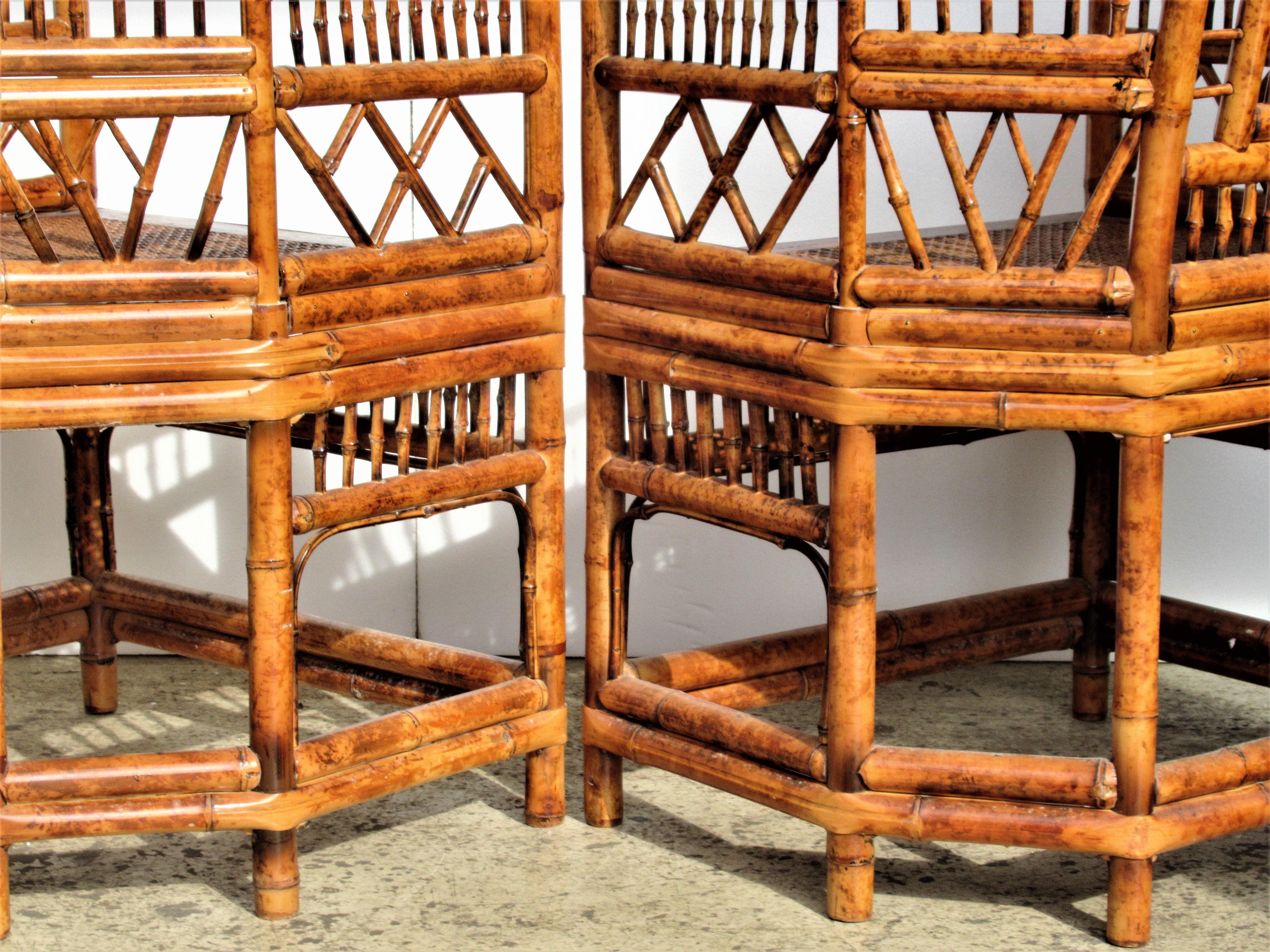 Brighton Pavilion Chinese Chippendale Style  Bamboo Rattan Armchairs 3