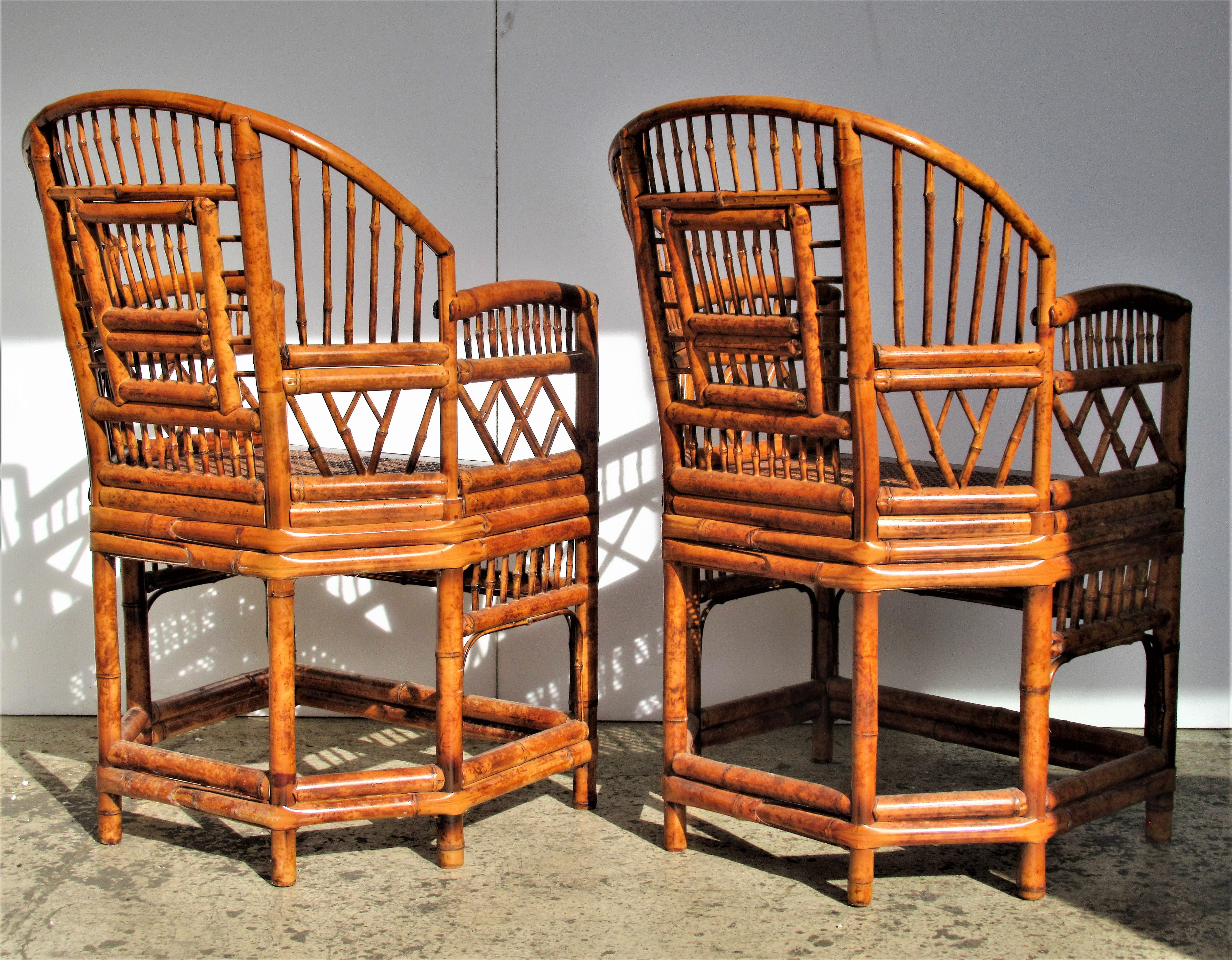 Brighton Pavilion Chinese Chippendale Style  Bamboo Rattan Armchairs 4