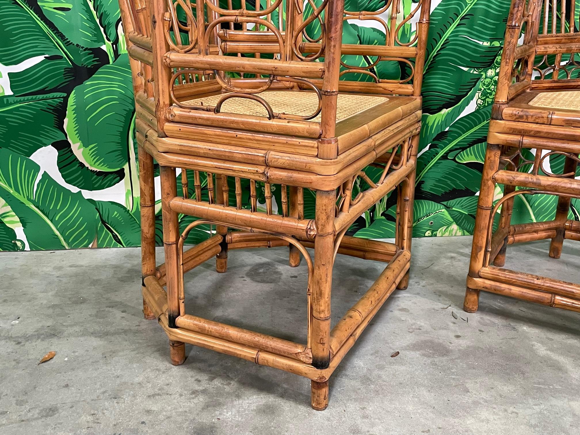 Brighton Pavilion Style Bamboo and Cane High Back Chairs, a Pair 2