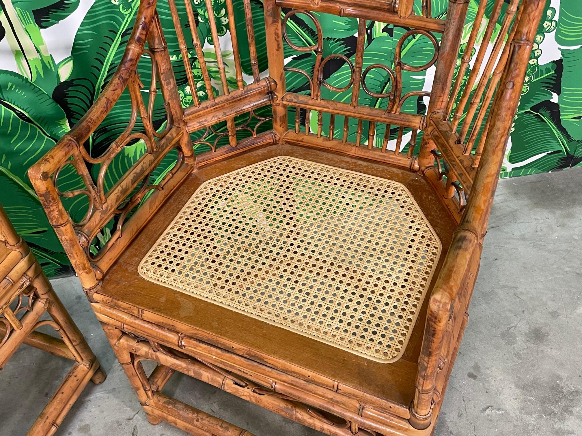 Brighton Pavilion Style Bamboo and Cane High Back Chairs, a Pair 3