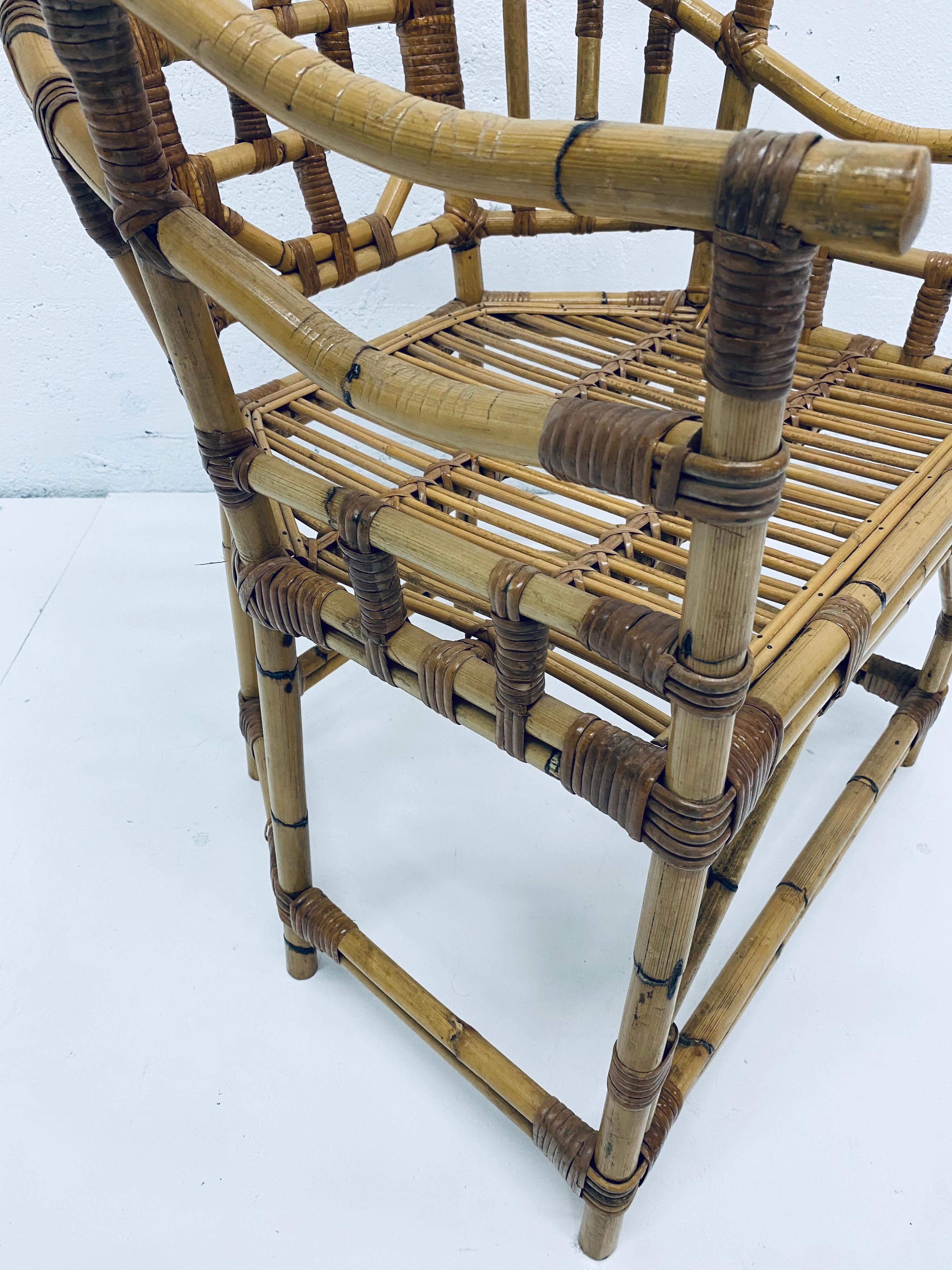 Brighton Pavilion Style Bamboo and Rattan Armchair, 1970s 3