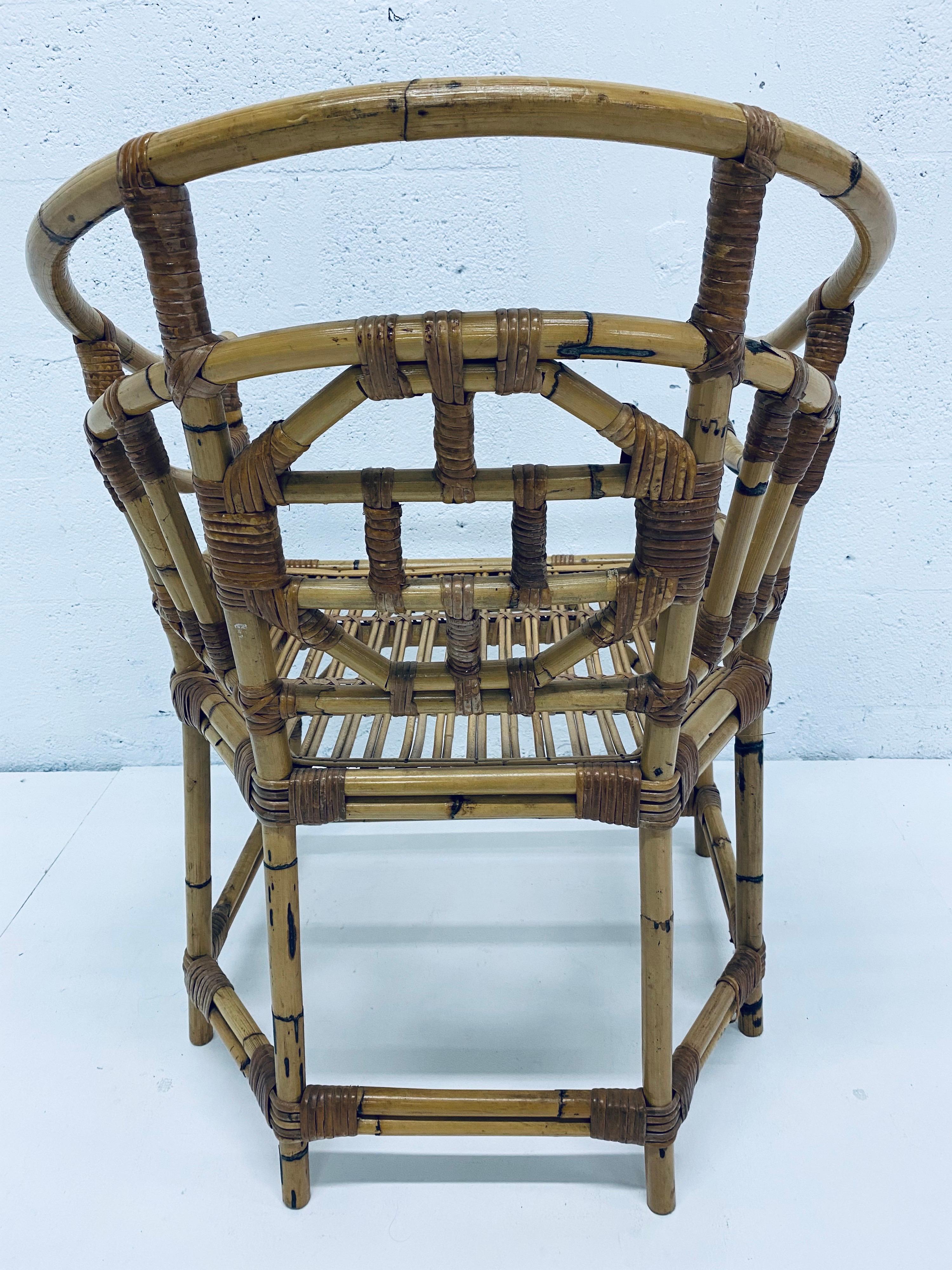 Brighton Pavilion Style Bamboo and Rattan Armchair, 1970s In Good Condition In Miami, FL