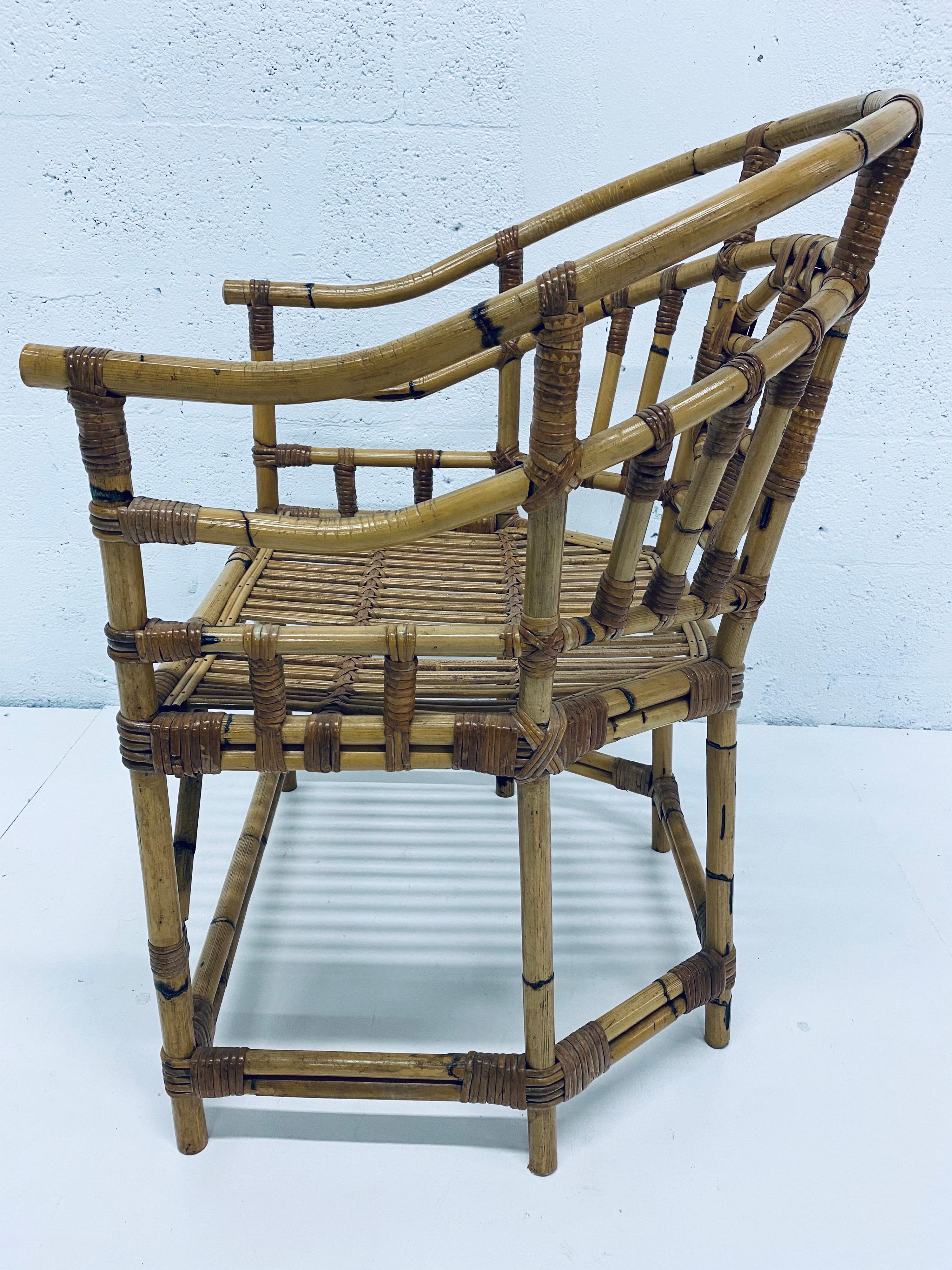 Late 20th Century Brighton Pavilion Style Bamboo and Rattan Armchair, 1970s