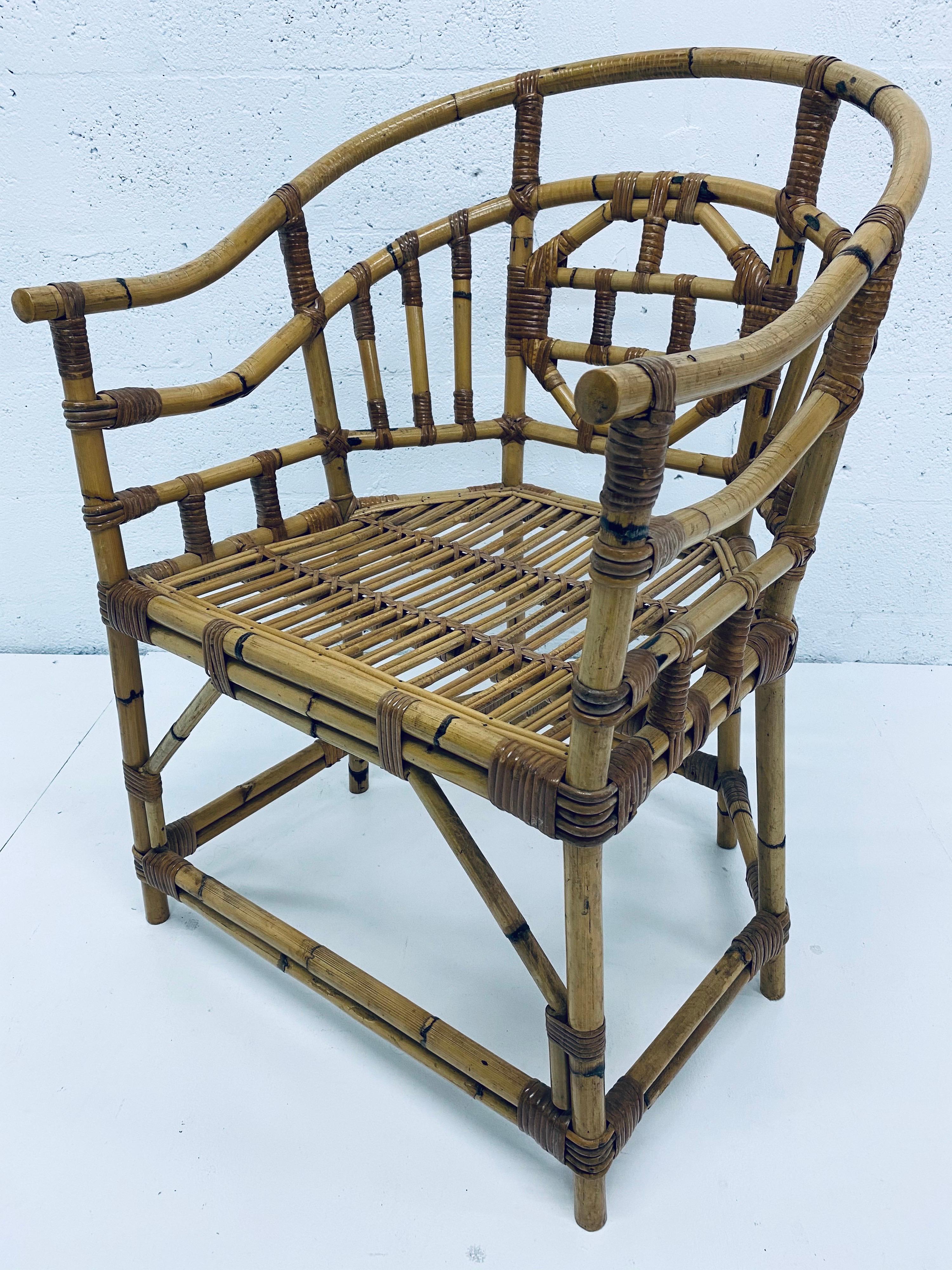 Brighton Pavilion Style Bamboo and Rattan Armchair, 1970s 1