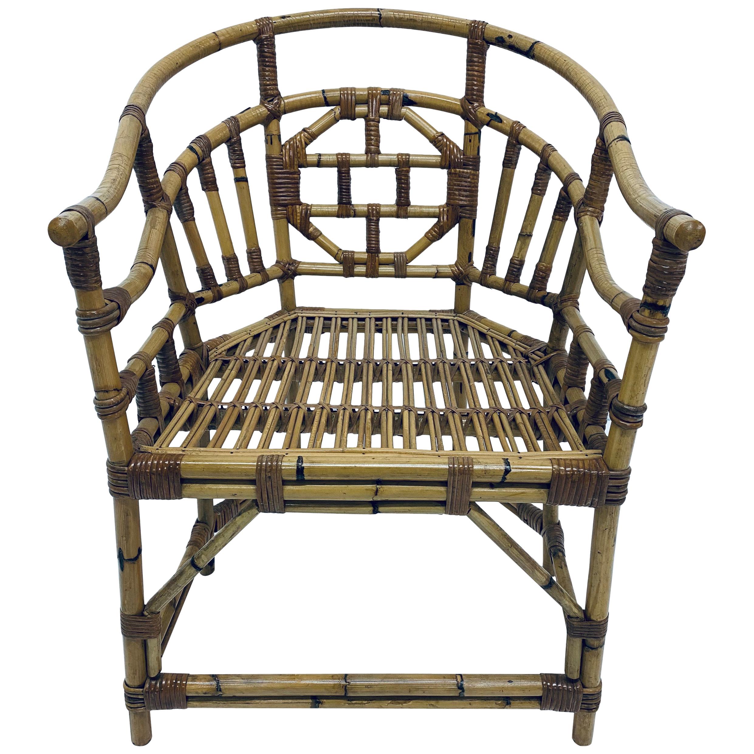 Brighton Pavilion Style Bamboo and Rattan Armchair, 1970s