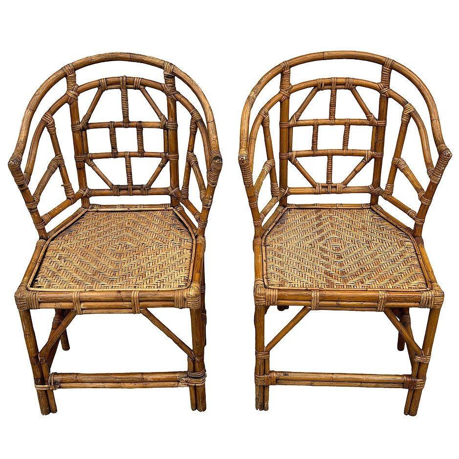 Inglese Poltrone da pranzo in rattan in stile Brighton Pavilion in vendita
