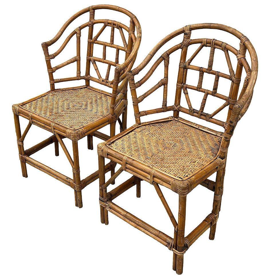 Poltrone da pranzo in rattan in stile Brighton Pavilion In condizioni ottime in vendita a Van Nuys, CA