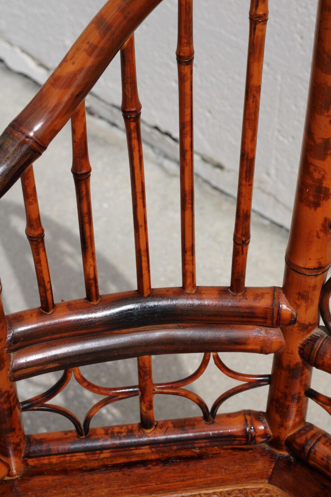 Pareja de sillones de caña de bambú y carey estilo Brighton Pavilion en venta 12