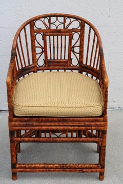 Brighton Pavilion Style Tortoiseshell Bamboo Cane Dining Armchairs, a Pair