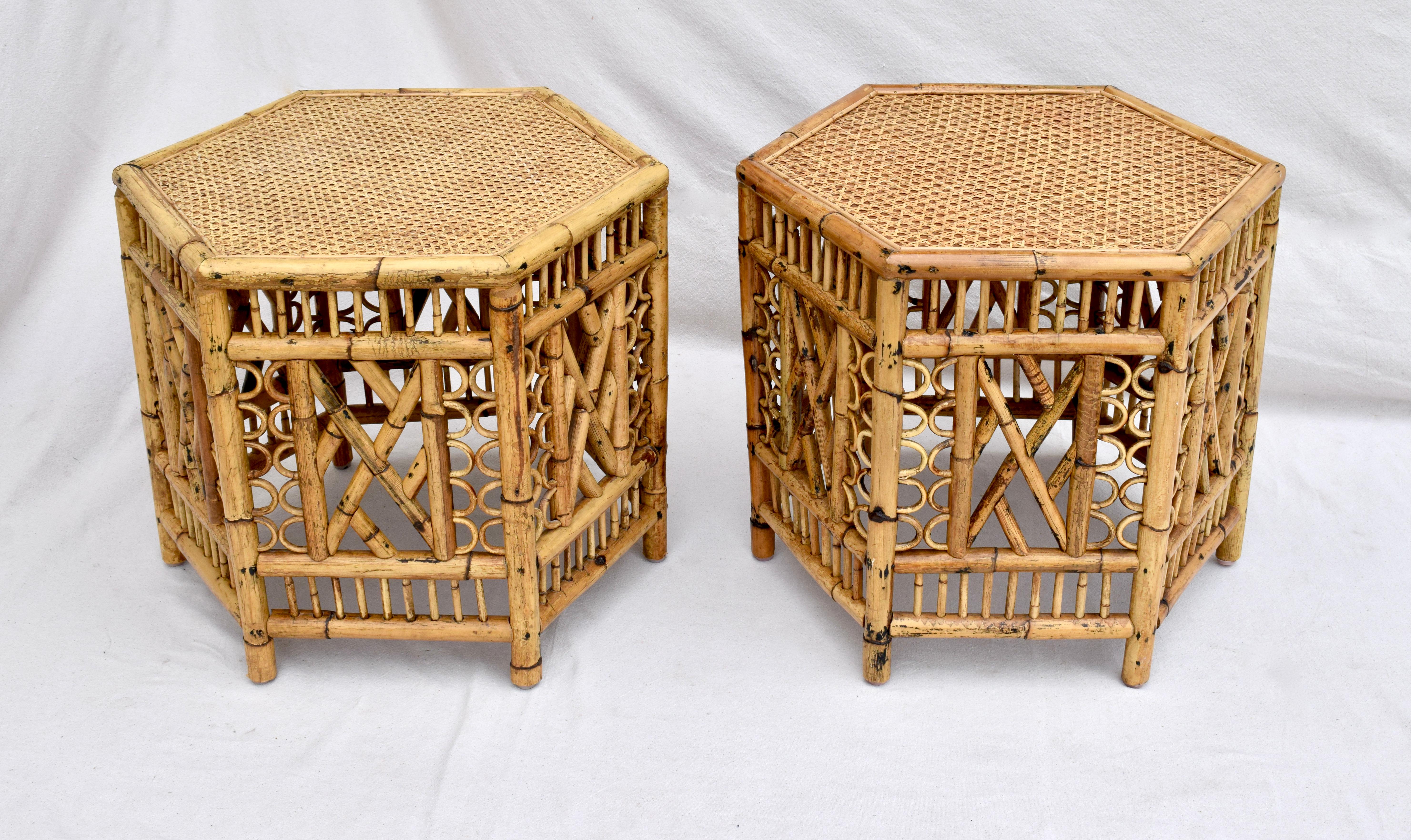 Chinoiserie Brighton Pavillion Rattan End Tables