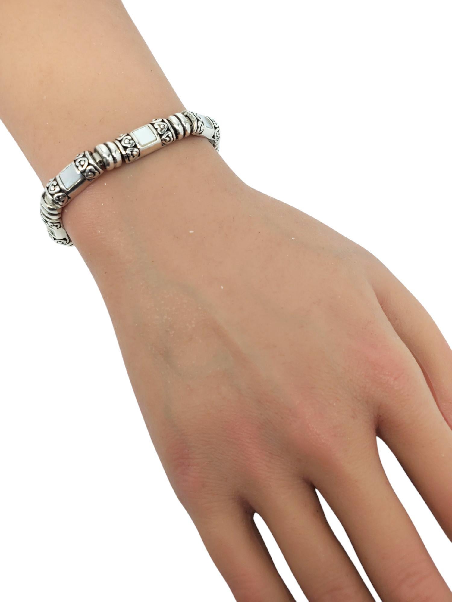 Brighton Sterling Silver Mother Of Pearl Panel Bracelet #20932 For Sale 5