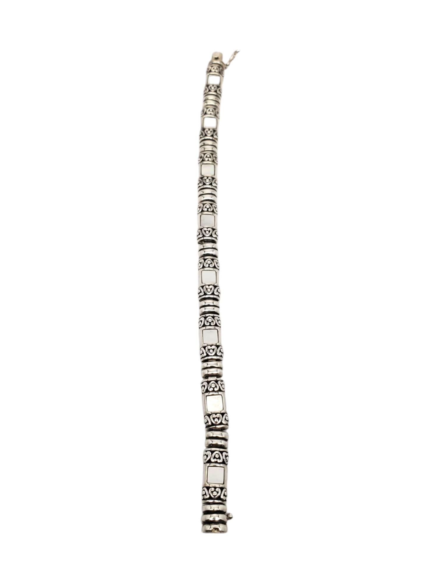 Square Cut Brighton Sterling Silver Mother Of Pearl Panel Bracelet #20932 For Sale