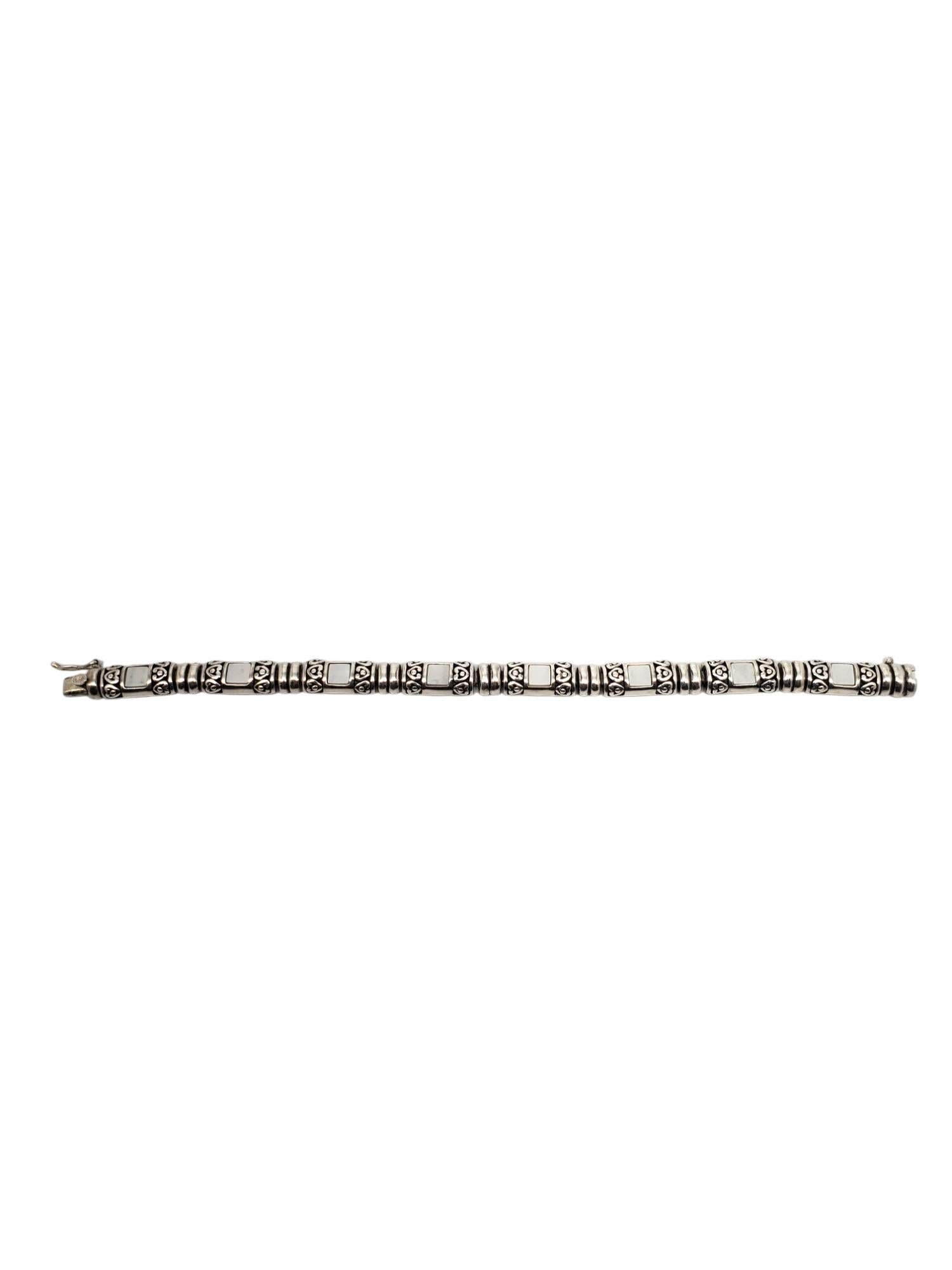 Brighton Sterling Silver Mother Of Pearl Panel Bracelet #20932 For Sale 2
